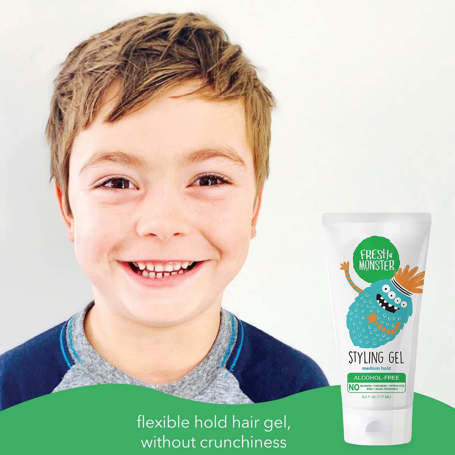 Fresh Monster Natural Hair Gel for Kids & Babies, Alcohol-Free, Toxin-Free, Flexible Medium Hold, 6.0oz 🍁 All In One Marketplace Canada