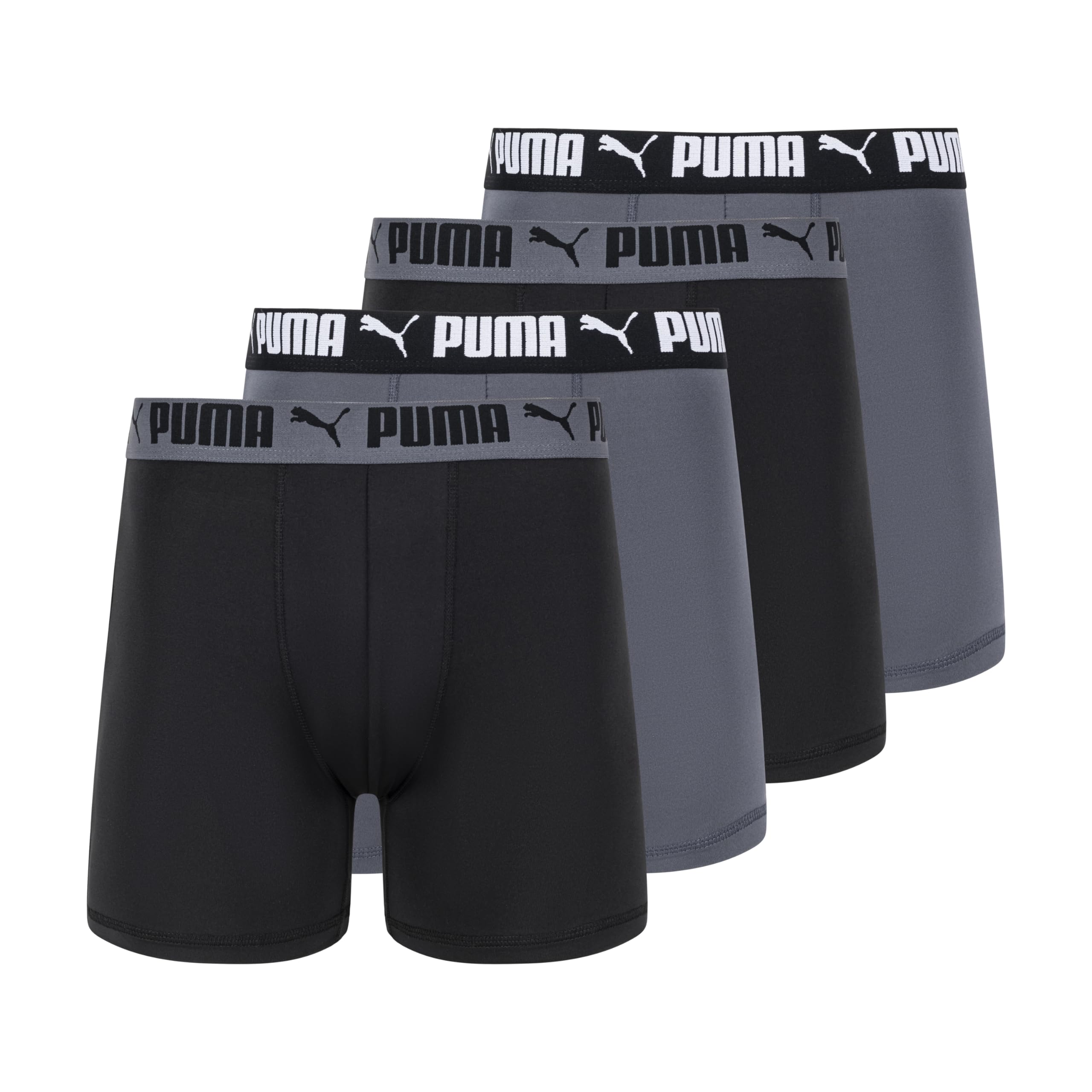 Puma Men's 4 Pack Active Stretch Boxer Briefs, Black/Grey, Large 🍁 All In One Marketplace Canada