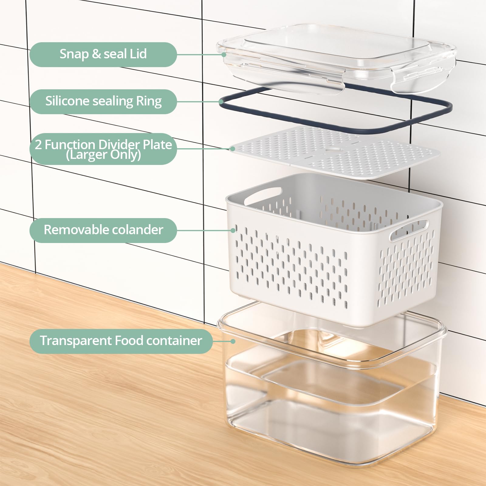 Fruit Storage Containers for Fridge with Removable Colander, 8 Pack Fruit Containers for Fridge with 2 Function Divider Plate, Airtight Storage Container to Keep Berry Fruit Fresh, Dishwasher Safe 🍁 All In One Marketplace Canada