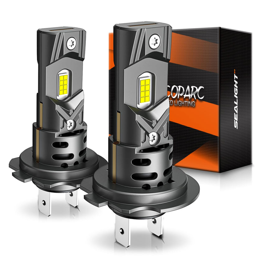 SEALIGHT H7 LED Headlight Bulbs, 40000 Lumens 800% Brighter 6500K Cool White, All-in-One Mini Size H7 Led Bulbs with Fan, Plug and Play, Halogen Replacement, Pack of 2 🍁 All In One Marketplace Canada