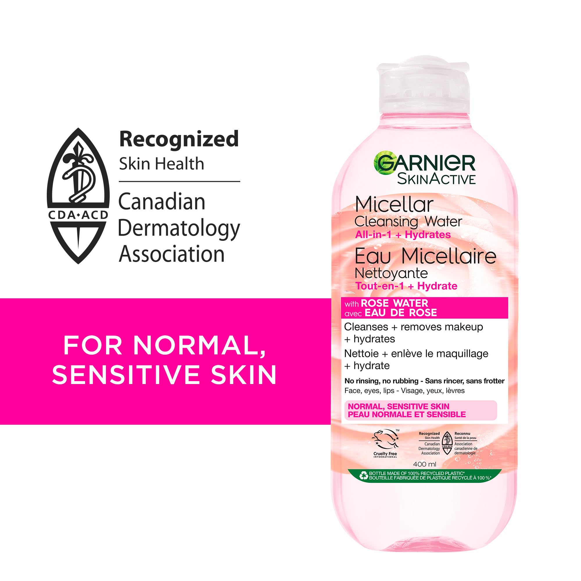 Garnier Micellar Cleansing Water, All-In-One Hydrating Makeup Remover, Face Cleanser With Rose Water & Glycerin, Hypoallergenic, Sensitive to Dry Skin, 700ml 🍁 All In One Marketplace Canada