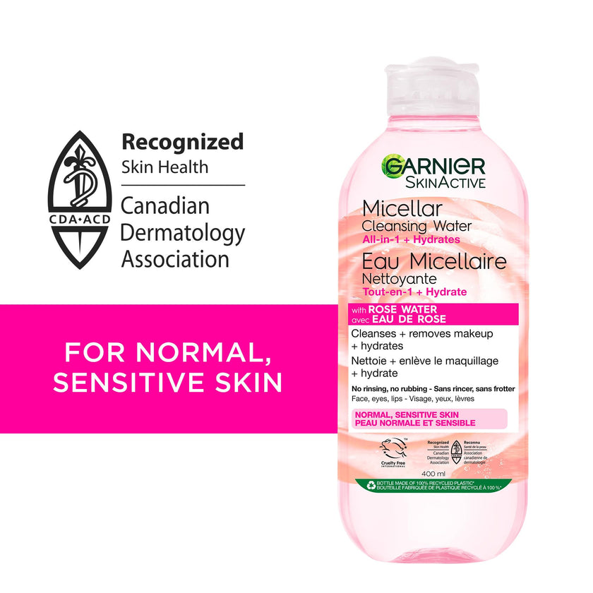 Garnier Micellar Cleansing Water, All-In-One Hydrating Makeup Remover, Face Cleanser With Rose Water & Glycerin, Hypoallergenic, Sensitive to Dry Skin, 700ml 🍁 All In One Marketplace Canada