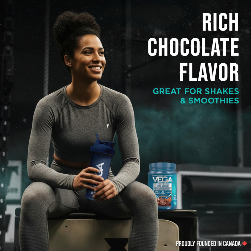Vega Protein + Supergreens Vegan Plant Based Protein Powder – 20g Organic Pea Protein, Dairy-free, Healthy Breakfast Shake – Chocolate, 16 Servings, 521 grams (Pack of 1) 🍁 All In One Marketplace Canada