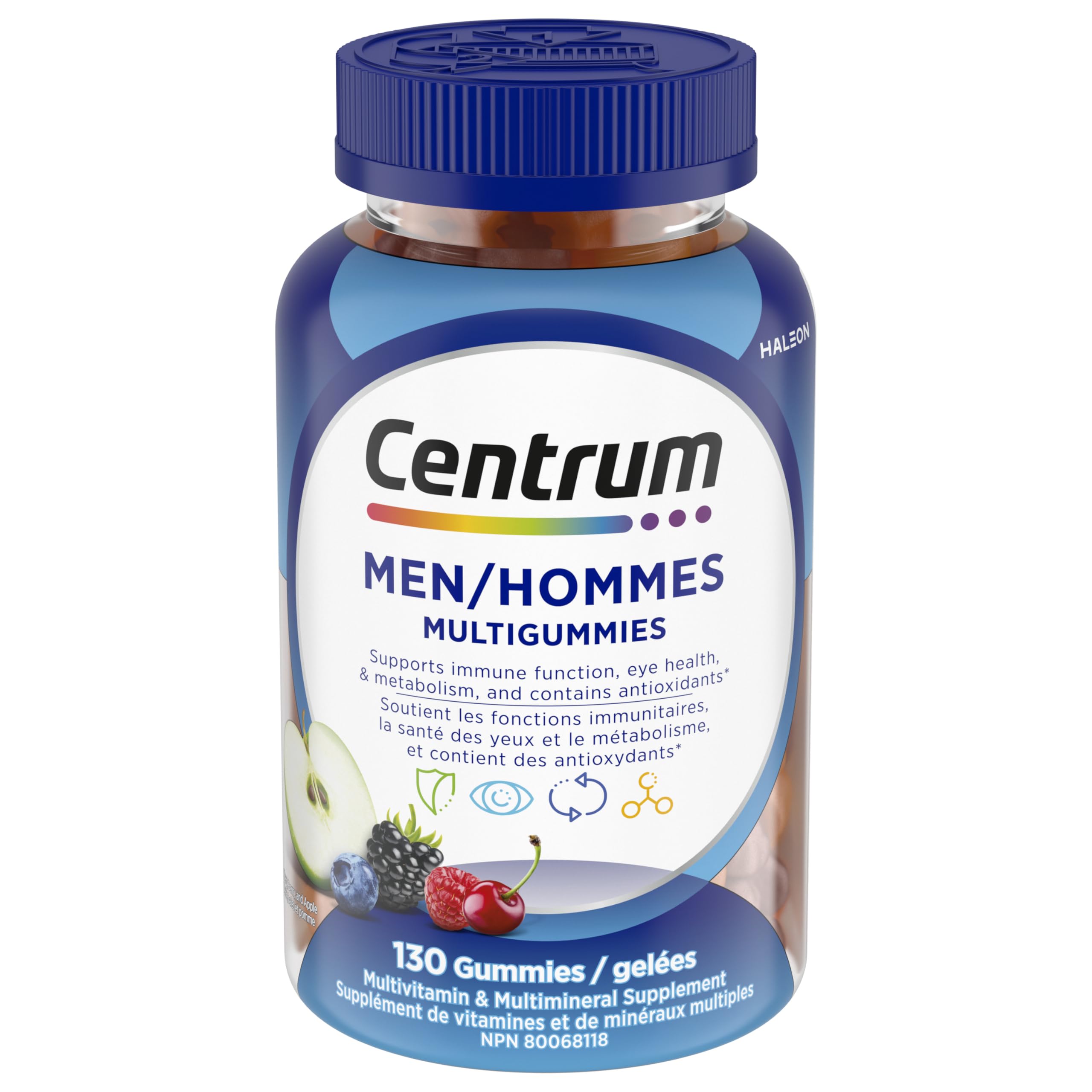 Centrum Men MultiGummies, Multivitamins/Minerals Gummies, Cherry, Berry, and Apple Flavours, 130 Count (Packaging May Vary) 🍁 All In One Marketplace Canada