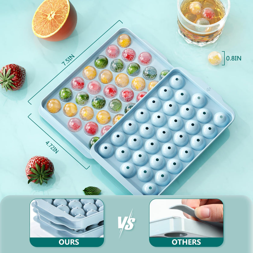 Optish 3 Pack Ice Trays for Freezer, 99 PCS Ice Cube Tray with Lid and Bin, Round Ice Cube Trays for Freezer, Circle Ice Cube Tray for Chilling Drinks 🍁 All In One Marketplace Canada