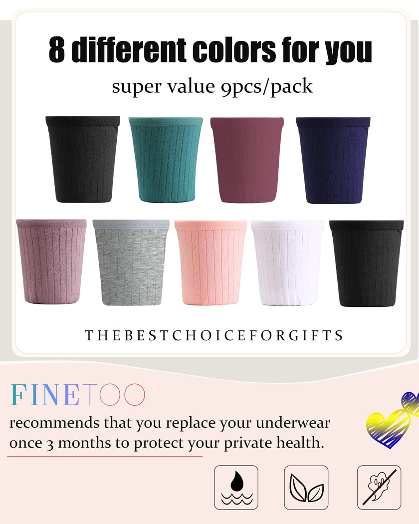 FINETOO 9 Pack Cotton Underwear for Women Sexy Low Rise Ribbed Hipster Breathable Soft Womens Bikini Panties Cheeky S-XL 🍁 All In One Marketplace Canada
