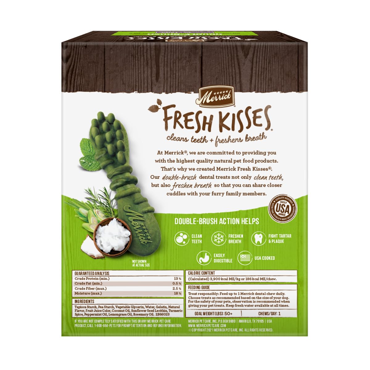 Merrick Fresh Kisses Coconut Oil + Botanicals Large Brush Dental Dog Treat - Value Box (16 ct) 🍁 All In One Marketplace Canada