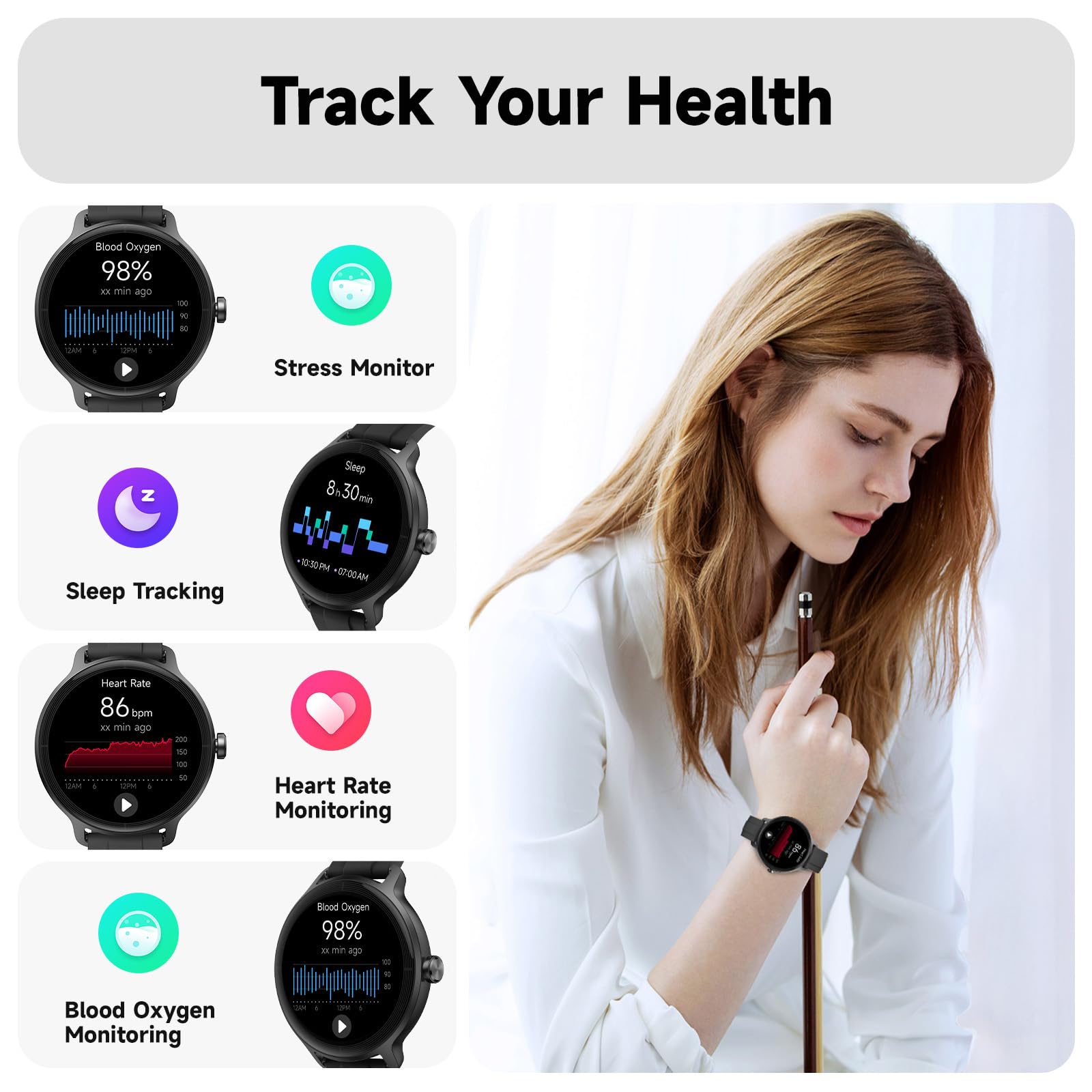 Smart Watch for Men Women, Bluetooth Calling, 1.27