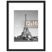 upsimples 12x16 Picture Frame, Display Pictures 8.5x11 with Mat or 12x16 Without Mat, Wall Hanging Photo Frames, Black 🍁 All In One Marketplace Canada