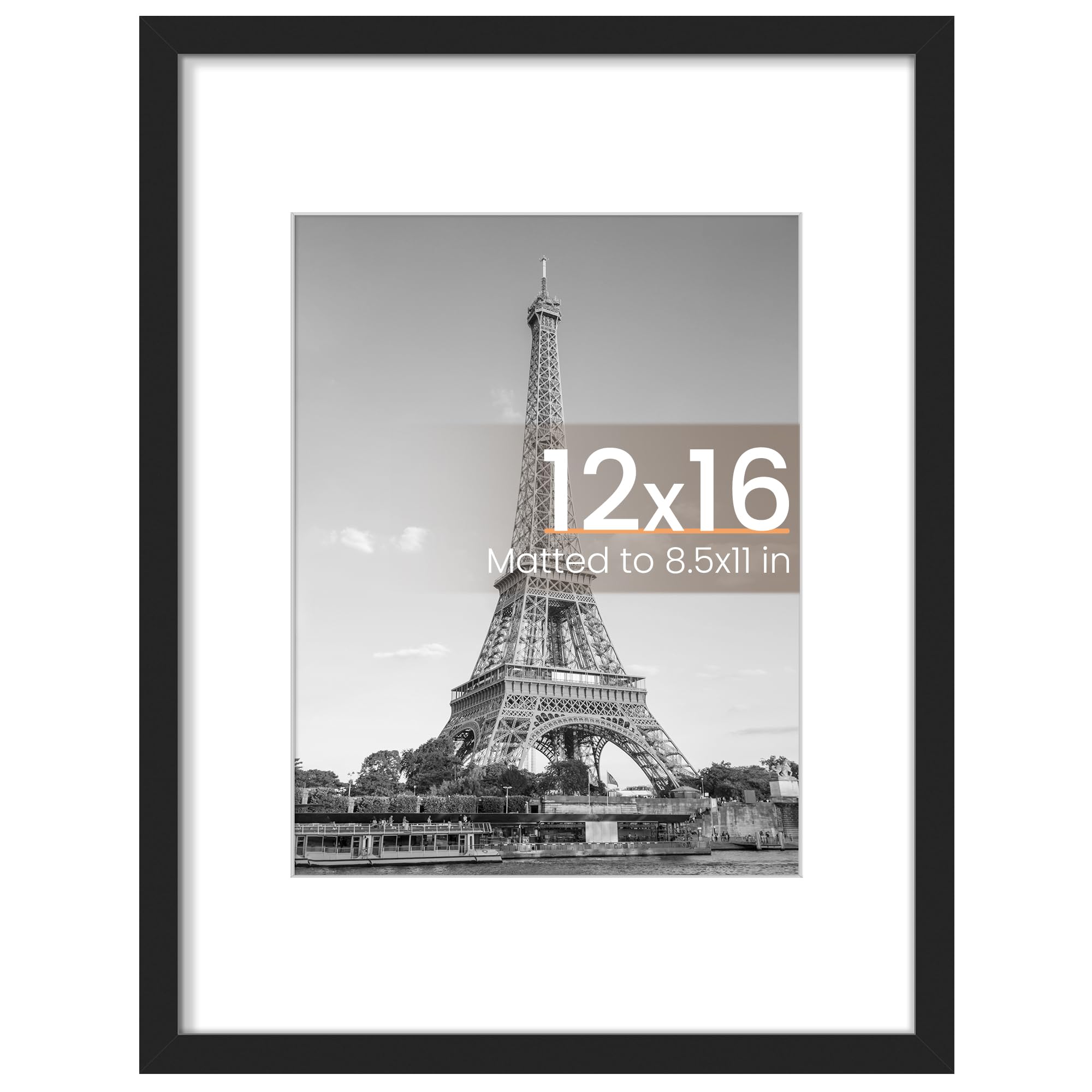 upsimples 12x16 Picture Frame, Display Pictures 8.5x11 with Mat or 12x16 Without Mat, Wall Hanging Photo Frames, Black 🍁 All In One Marketplace Canada