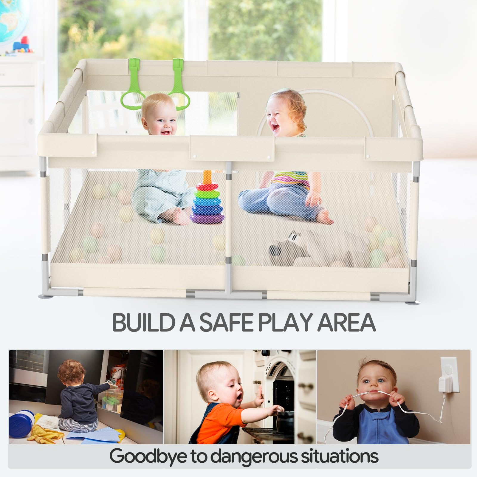 Fodoss Playpen Baby, 47x47inch Play Pen, Small Playard,Playpen for Apartment, Play Yard, Baby Activity Play Fence, Extra Large Playard, Parc Pour bébé 🍁 All In One Marketplace Canada