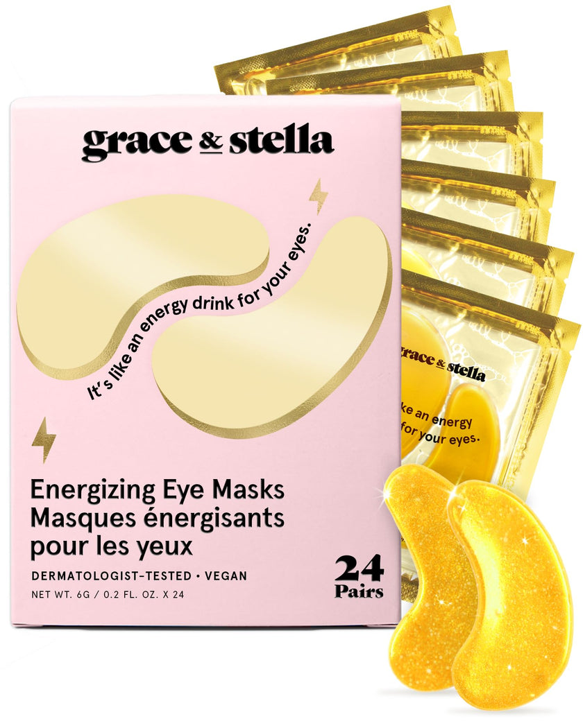 grace & stella Under Eye Mask - Birthday Gifts for Women, Gifts for Mom, Under Eye Patches to Reduce Dark Circles, Puffy Eyes, Eye Bags, Wrinkles, Travel Size Toiletries, Vegan (24 Pairs, Gold) 🍁 All In One Marketplace Canada