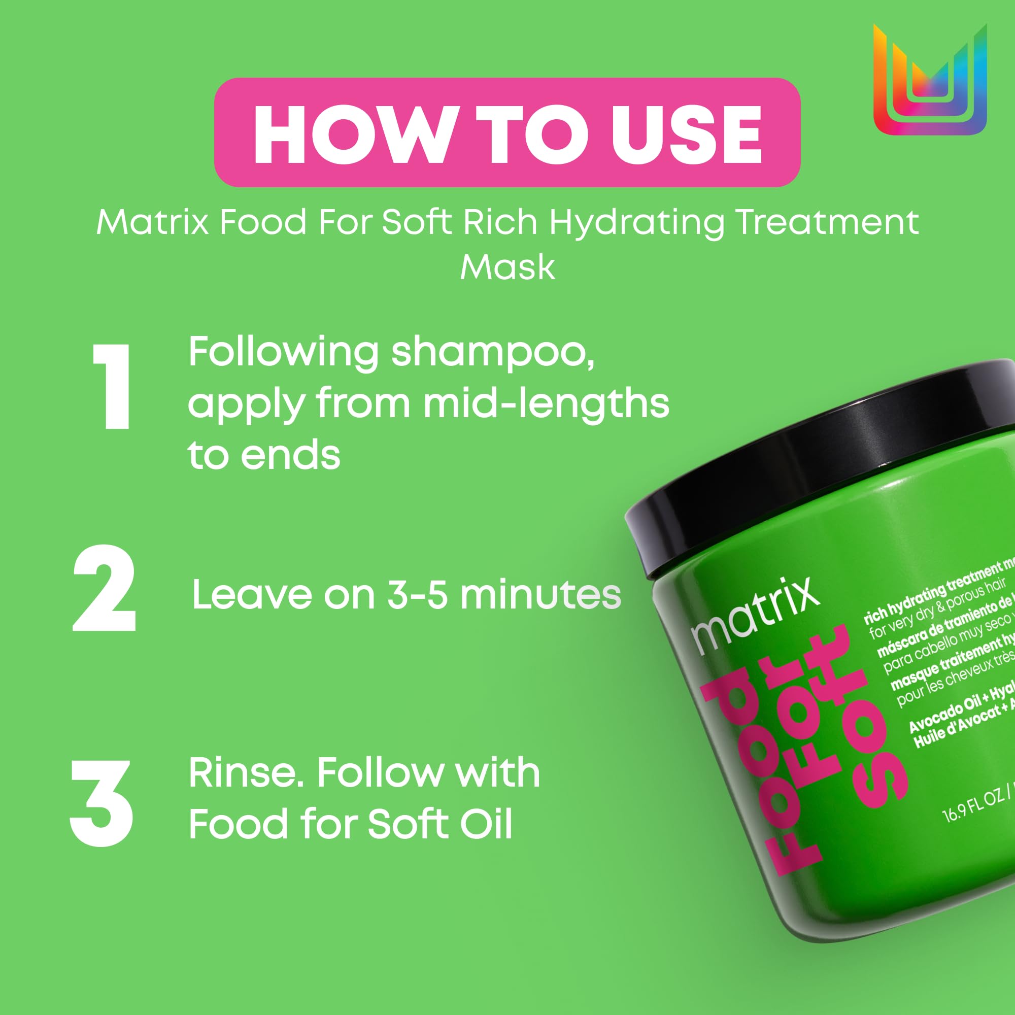 Matrix Rich Hydrating Treatment Mask for Very Dry and Porous Hair, With Avocado Oil and Hyaluronic Acid, Food For Soft, 500 ml 🍁 All In One Marketplace Canada