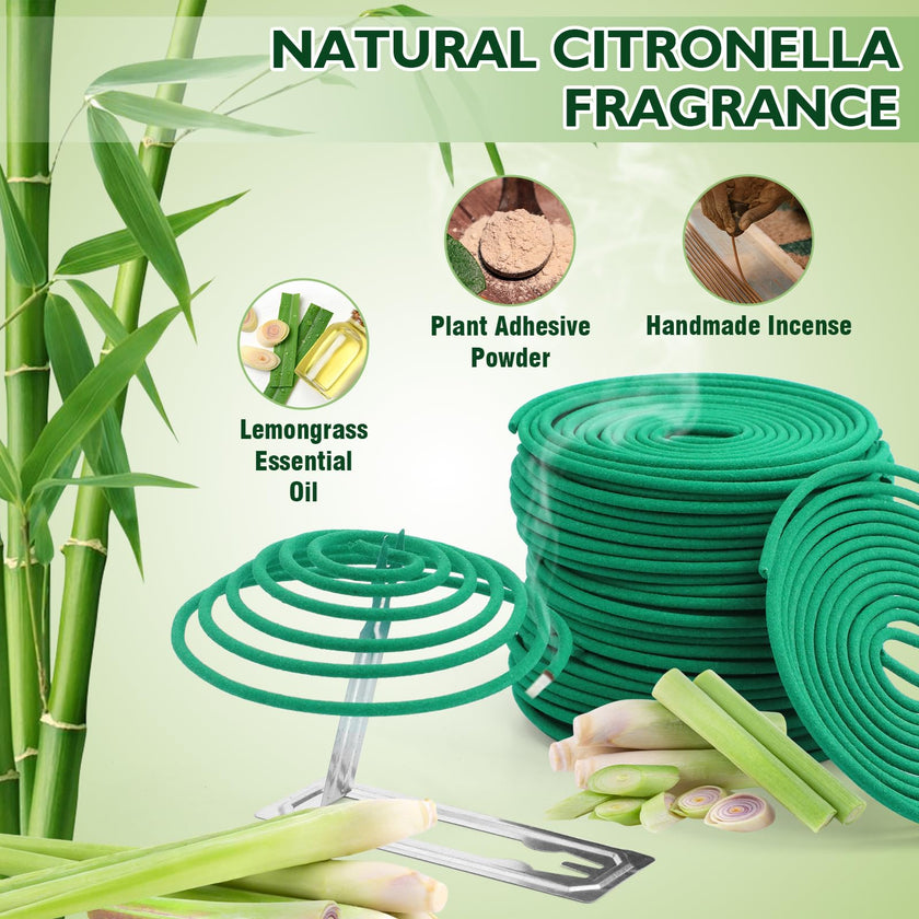 SCENTORINI Citronella Incense, Citronella Coils with Coil Holder, 48 Pcs, Suitable for Summer Home Outdoor Use, Pool Side, Patio, Porches, Courtyards, Farms, Garden Planting Area 🍁 All In One Marketplace Canada
