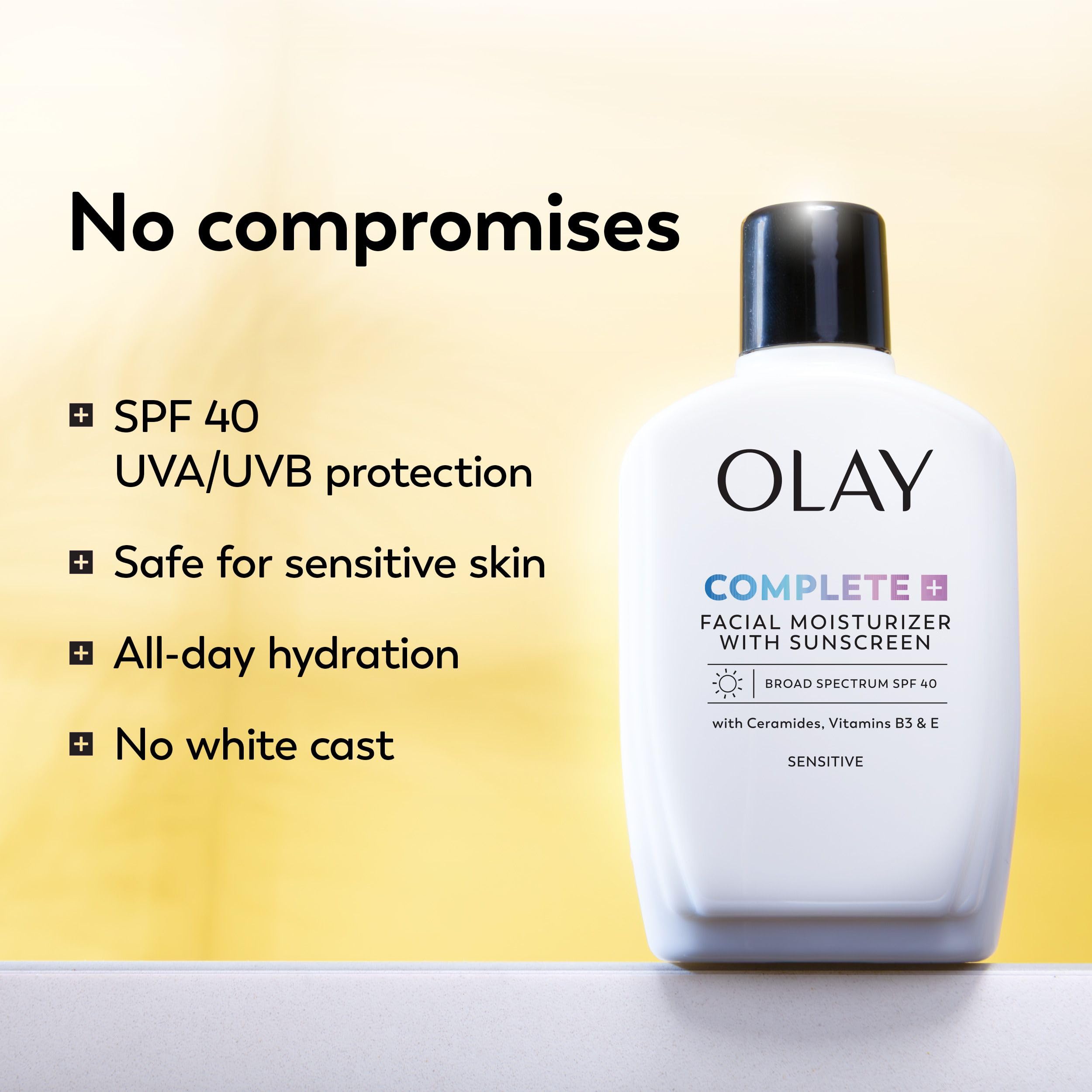 Olay Complete+ Face Moisturizer with Sunscreen SPF 40, For Sensitive Skin, Broad Spectrum Sun Protection, Fragrence-Free - No White Cast on All Tones, Nourishes Moisture Barrier - Ceramides, 177 mL 🍁 All In One Marketplace Canada