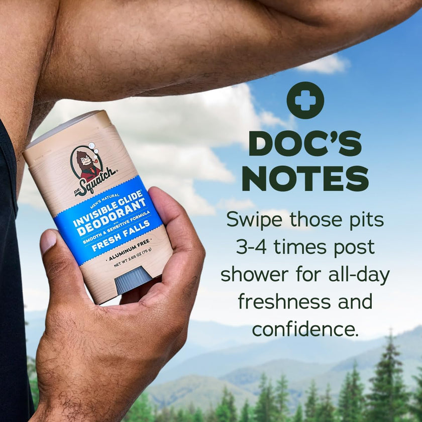 Dr. Squatch Invisible Glide Natural Deodorant – Smooth Glide with No Stains – Aluminum Free & Dermatologist-Tested Formula Suits Sensitive Skin – Fresh Falls + Wood Barrel Bourbon – 2.65oz (2-Pack) 🍁 All In One Marketplace Canada
