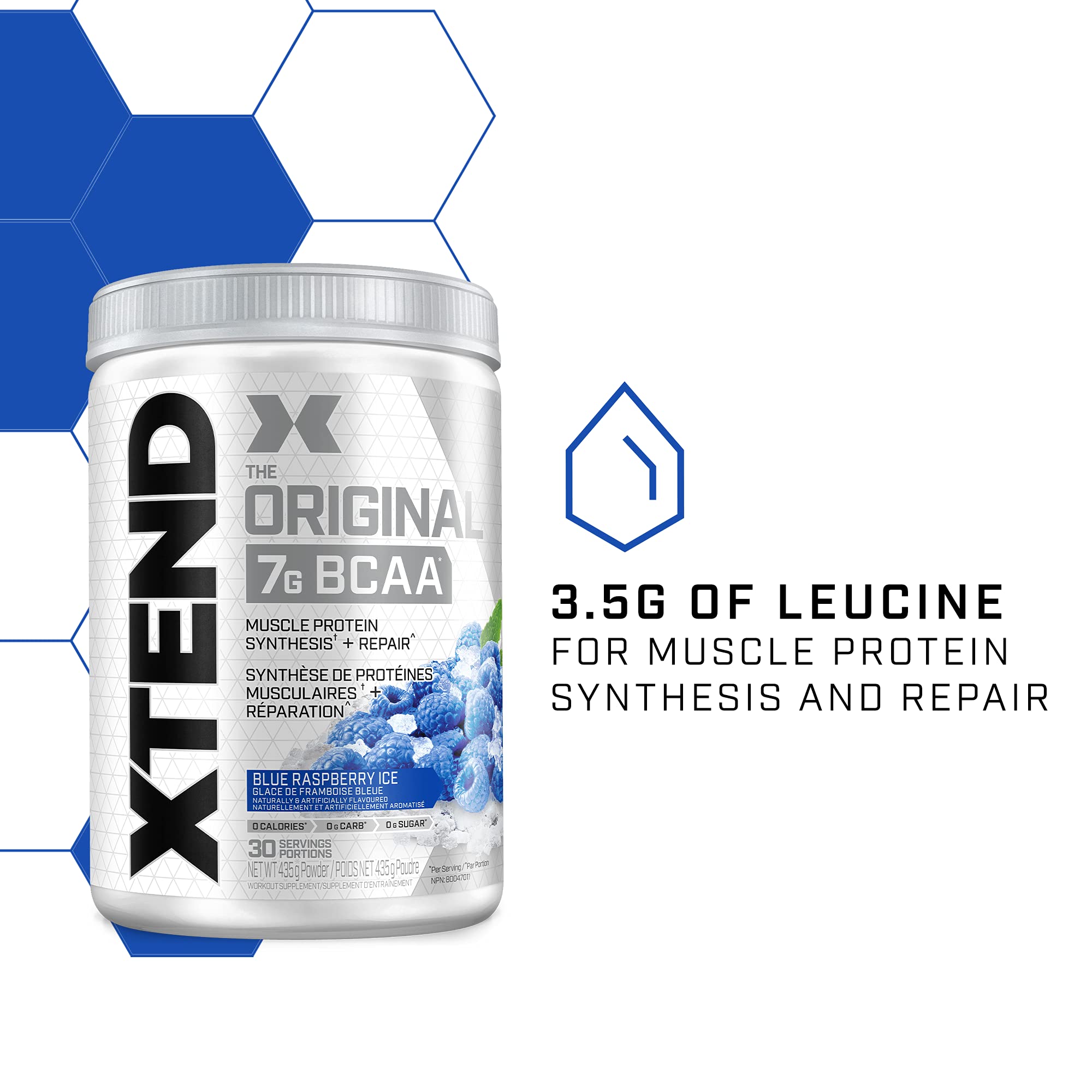 Scivation XTEND Original BCAA Powder | Sugar Free Post Workout Muscle Recovery Drink with Amino Acids | 7g BCAAs for Men & Women | 30 Servings, Blue Raspberry Ice 🍁 All In One Marketplace Canada