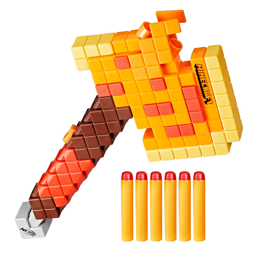 Nerf Minecraft Firebrand, Dart Blasting Axe, 6 Nerf Elite Foam Darts, Design Inspired by Minecraft Axe in The Game, Pull Down Priming, Minecraft Toys 🍁 All In One Marketplace Canada