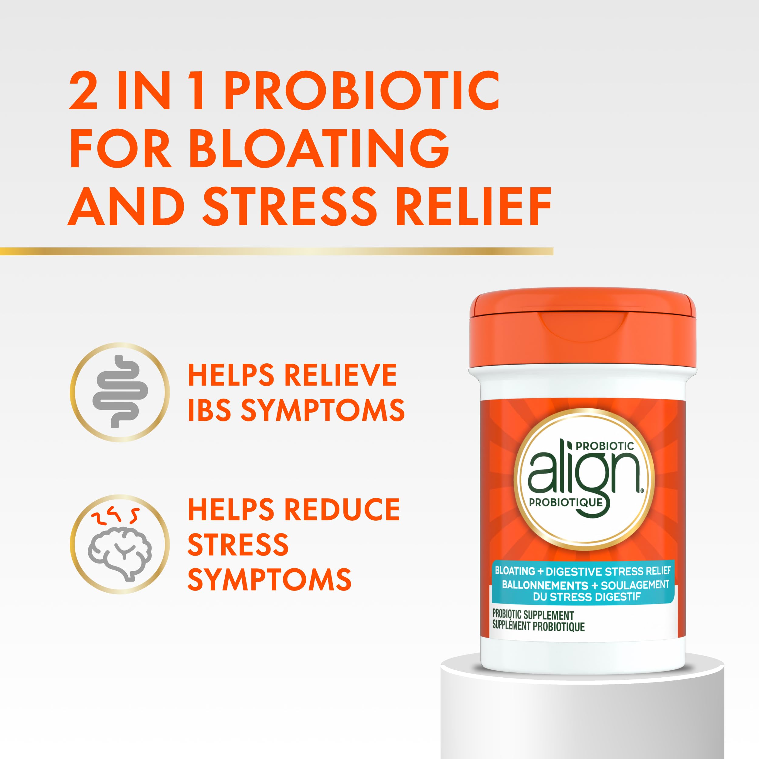 Align Probiotic, Bloating + Digestive Stress Relief, Probiotic for Women and Men with Ashwagandha, Helps Relieve Symptoms of IBS such as Bloating, Gas, and Abdominal Discomfort, 28 Capsules 🍁 All In One Marketplace Canada
