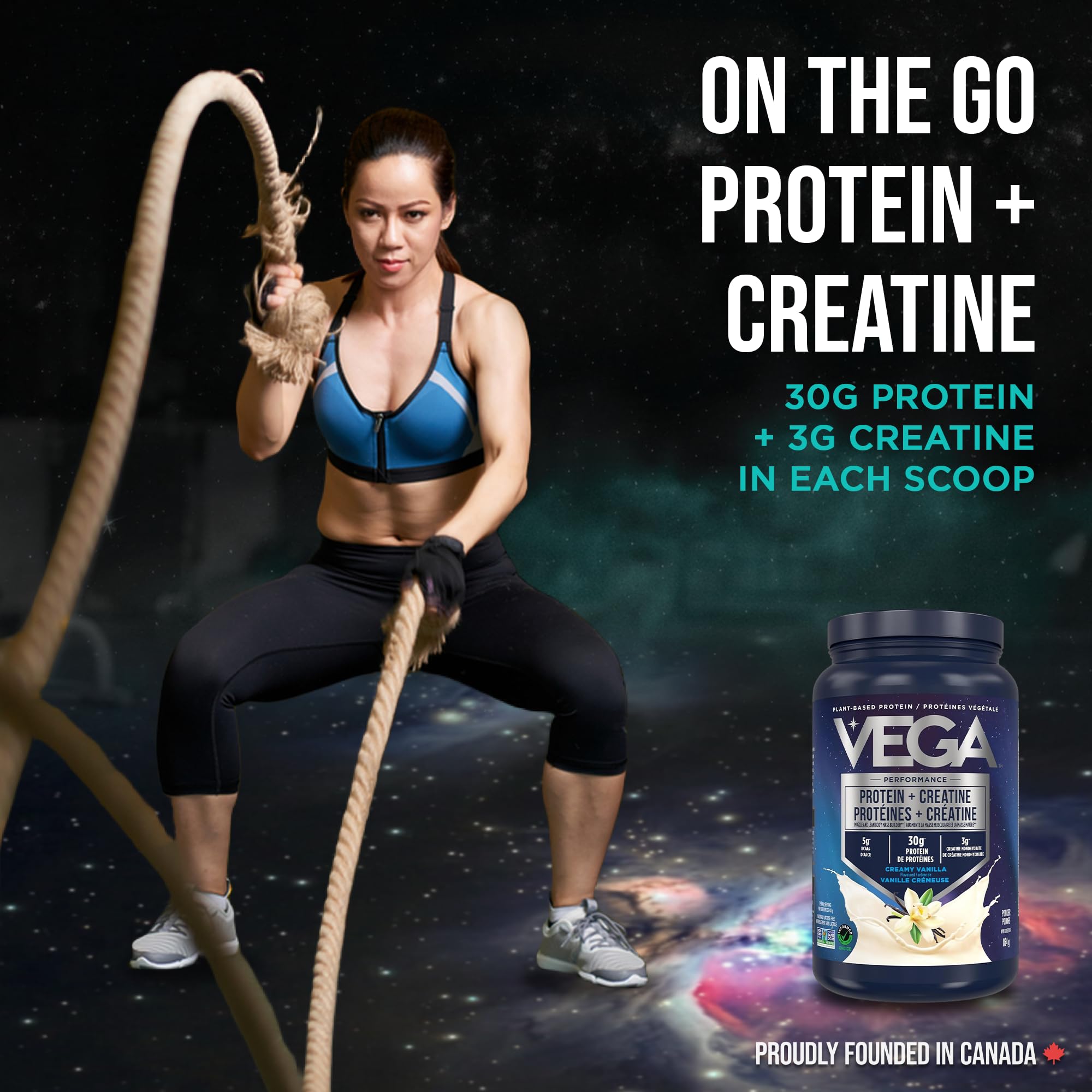 Vega Protein + Creatine, 28g Plant Based Protein Powder with Creatine for Muscle Recovery – Vanilla,18 Servings, 864 grams 🍁 All In One Marketplace Canada