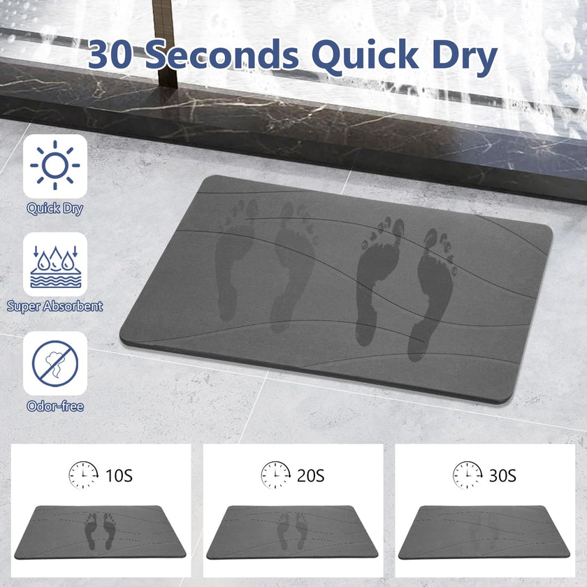 Ceecysaa 60 x 39cm Stone Bath Mat, Diatomaceous Earth Quick Dry Non Slip, Dark Gray 🍁 All In One Marketplace Canada