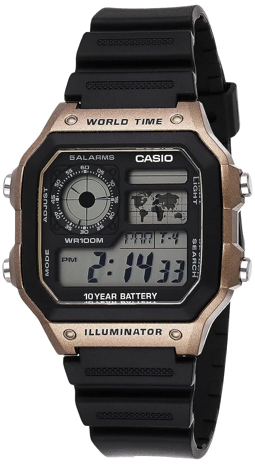 Casio Men's 10-Year Battery Japanese Quartz Watch with Resin Strap, Black, 21 (Model: AE-1200WH-5AVCF) 🍁 All In One Marketplace Canada