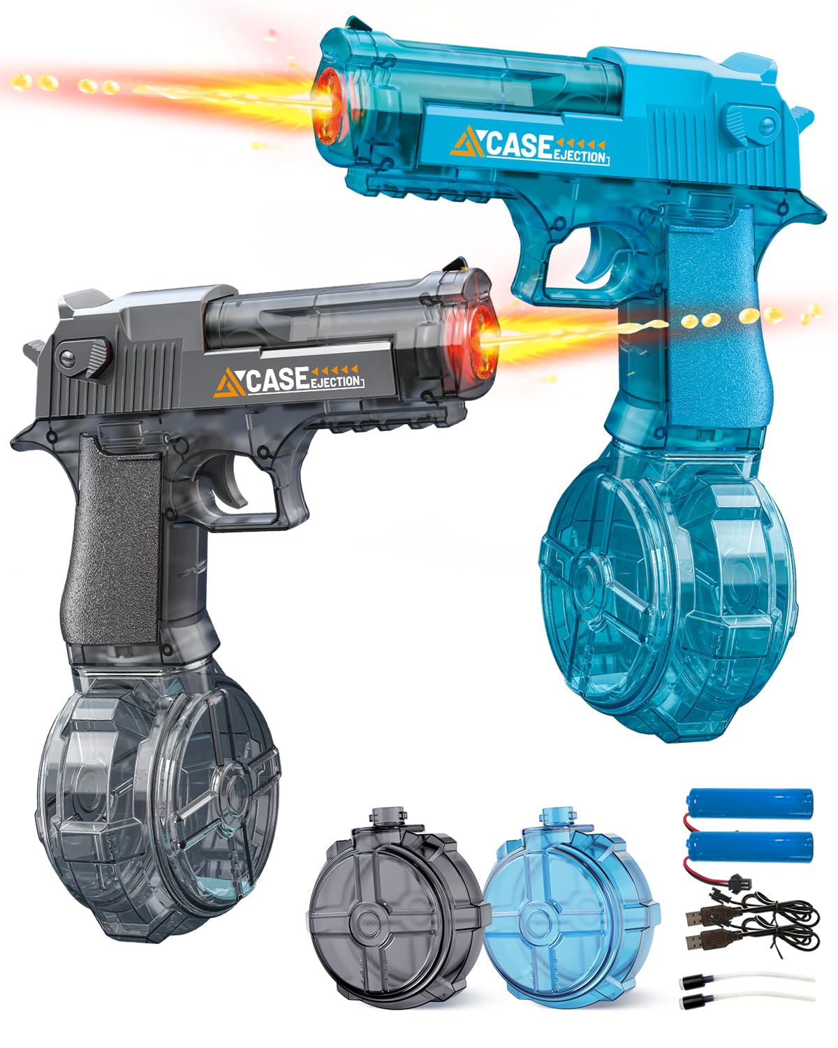 2 Pack Electric Water Gun for Kids Adults,Automatic Squirt Gun with LED Lights,High Capacity Leak-Proof Water Tank,Powerful Continuous Firing Water Blaster for Summer Outdoor Toys (Blue+Black) 🍁 All In One Marketplace Canada