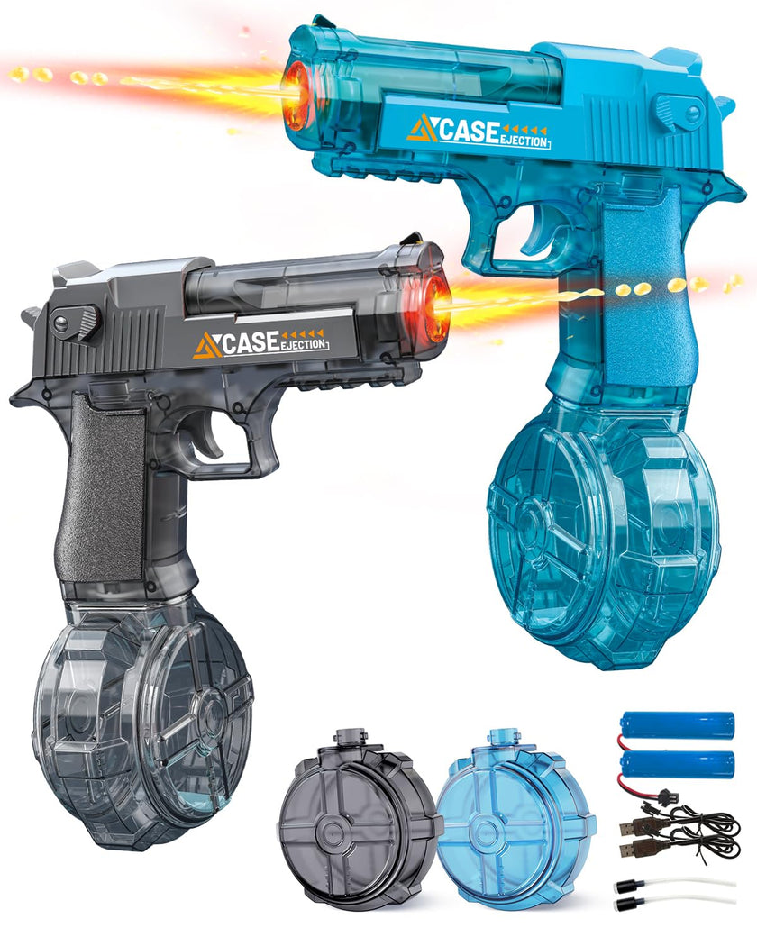 2 Pack Electric Water Gun for Kids Adults,Automatic Squirt Gun with LED Lights,High Capacity Leak-Proof Water Tank,Powerful Continuous Firing Water Blaster for Summer Outdoor Toys (Blue+Black) 🍁 All In One Marketplace Canada