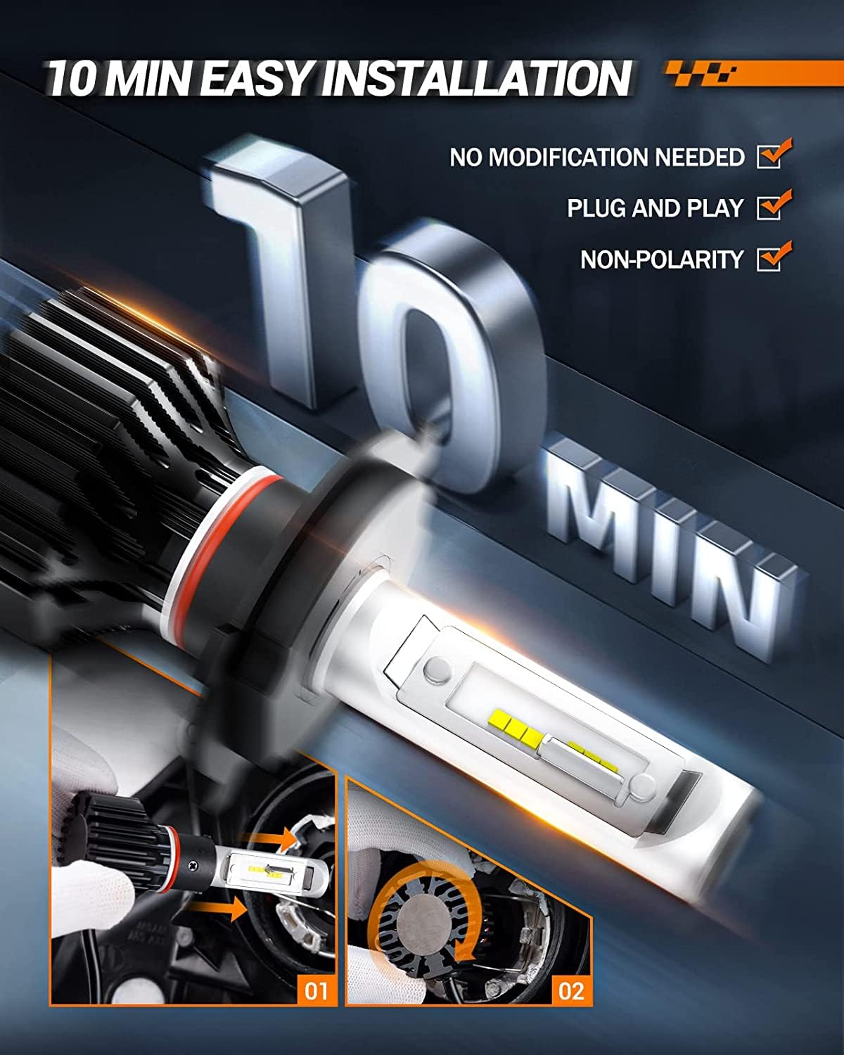 SEALIGHT H4/9003/HB2 LED Headlight Bulbs 50000 Lumens 800% Brightness, X1 Dual High/Low Beam LED Headlights Conversion Kit, 6000K Xenon White, H4 Halogen Replacement, IP67 Waterproof, Pack of 2 🍁 All In One Marketplace Canada