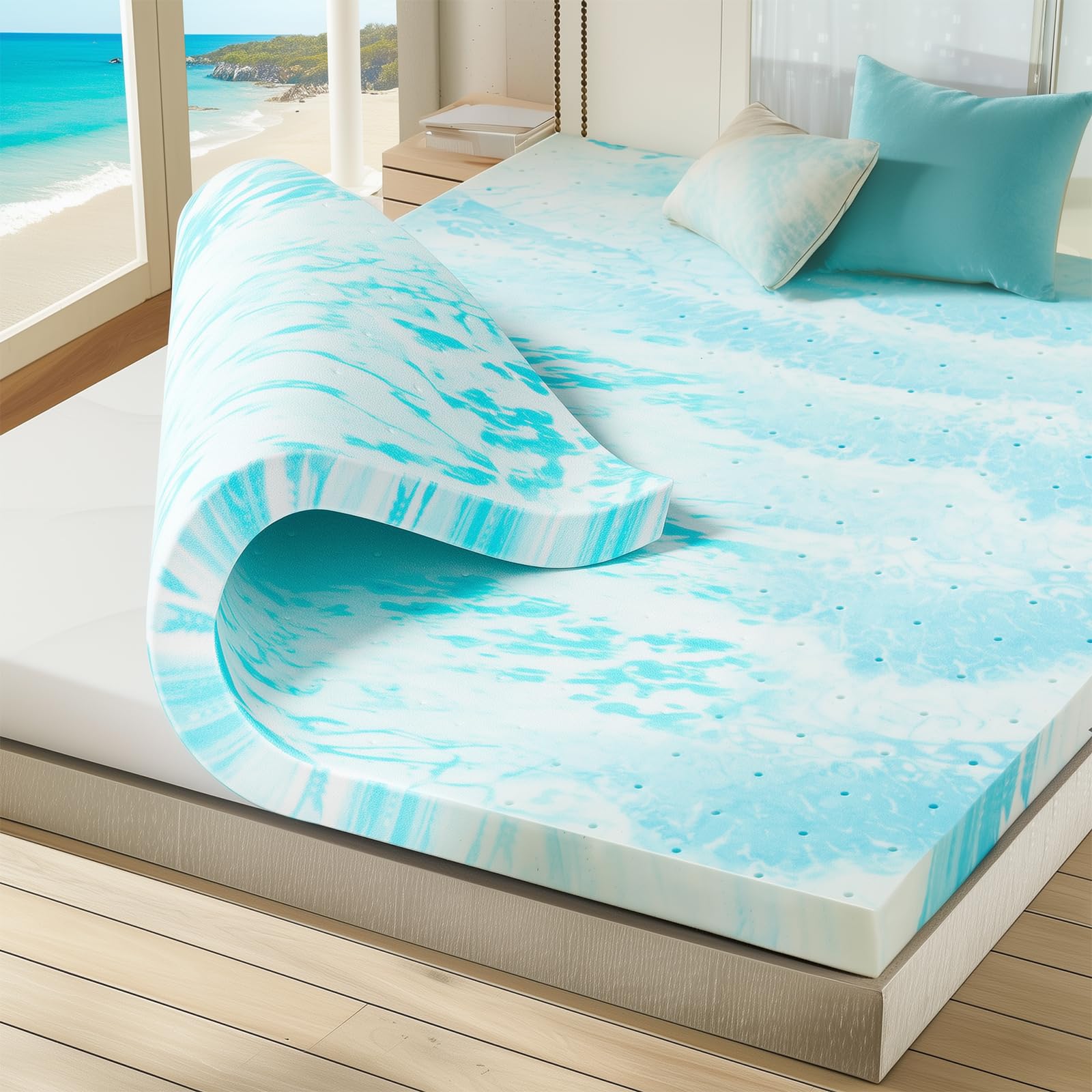 Sweetcrispy 3 Inch Twin Memory Foam Mattress Topper, Blue 🍁 All In One Marketplace Canada