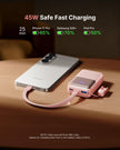 INIU Power Bank, Ultra Mini 10000mAh 45W Fast Charging Portable Charger, USB C Battery Pack with Cable, Flight-Safe Travel Powerbank for iPhone 17 16 15 14 13 12 Pro Max Air, Samsung S26 S25 S24, Pink 🍁 All In One Marketplace Canada
