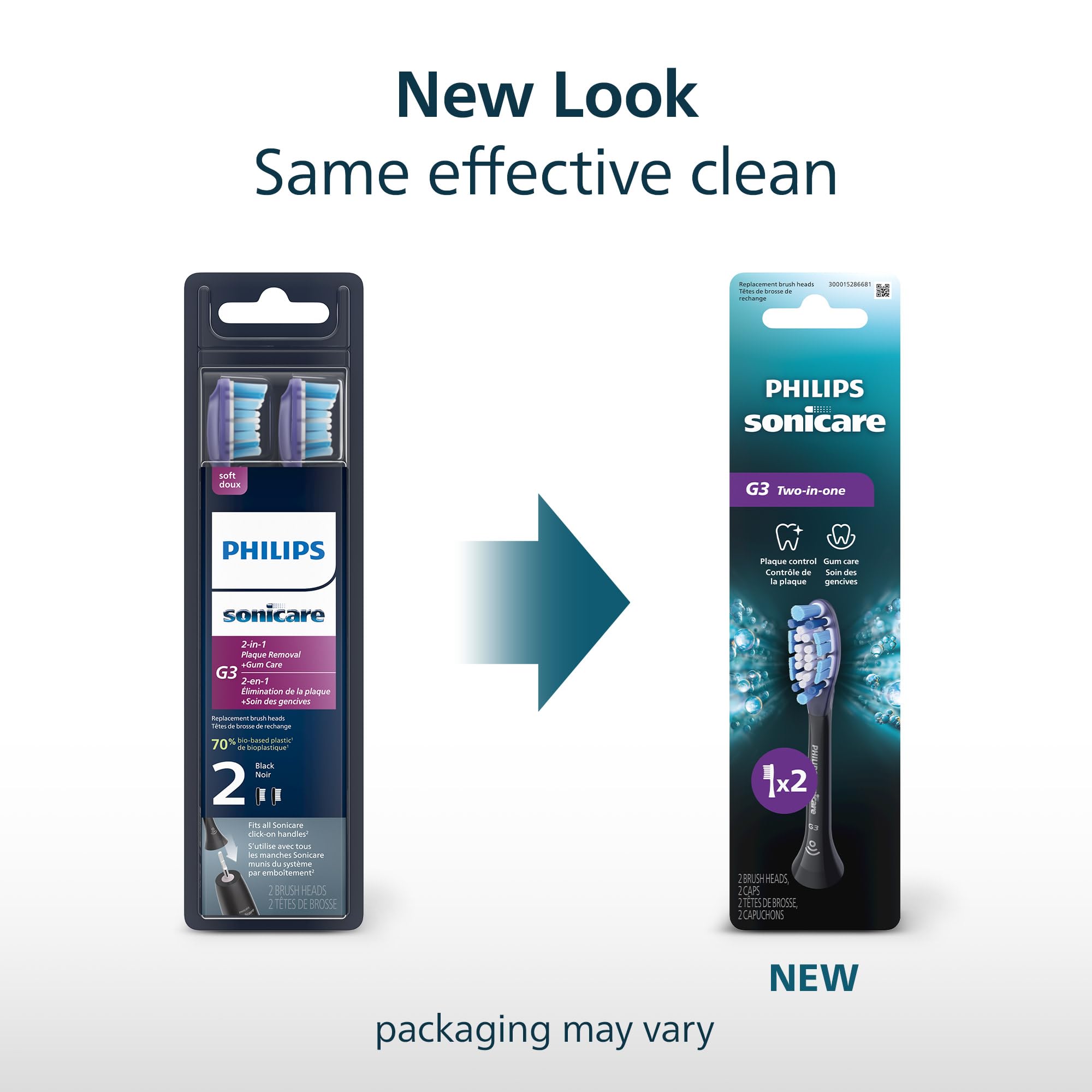 Philips Sonicare G3 Two-in-One Brush Heads, 2-Pack, 6 Month Supply, Black 🍁 All In One Marketplace Canada