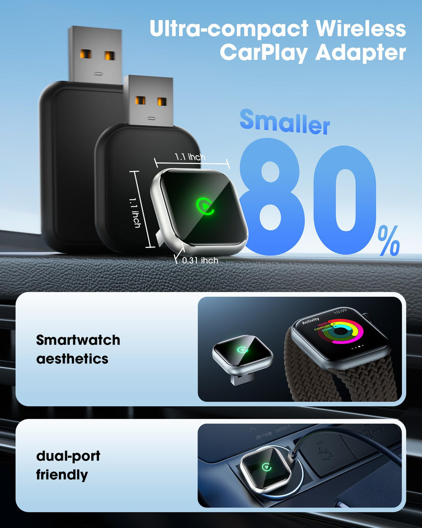 Wireless CarPlay Adapter 2025 Upgrades Wired CarPlay to Wireless, Seamless, Fast, Stable, Automatic Connection, Suitable for 2016 and Later Cars Apple's Car Play Adapter, Supports GPS 🍁 All In One Marketplace Canada