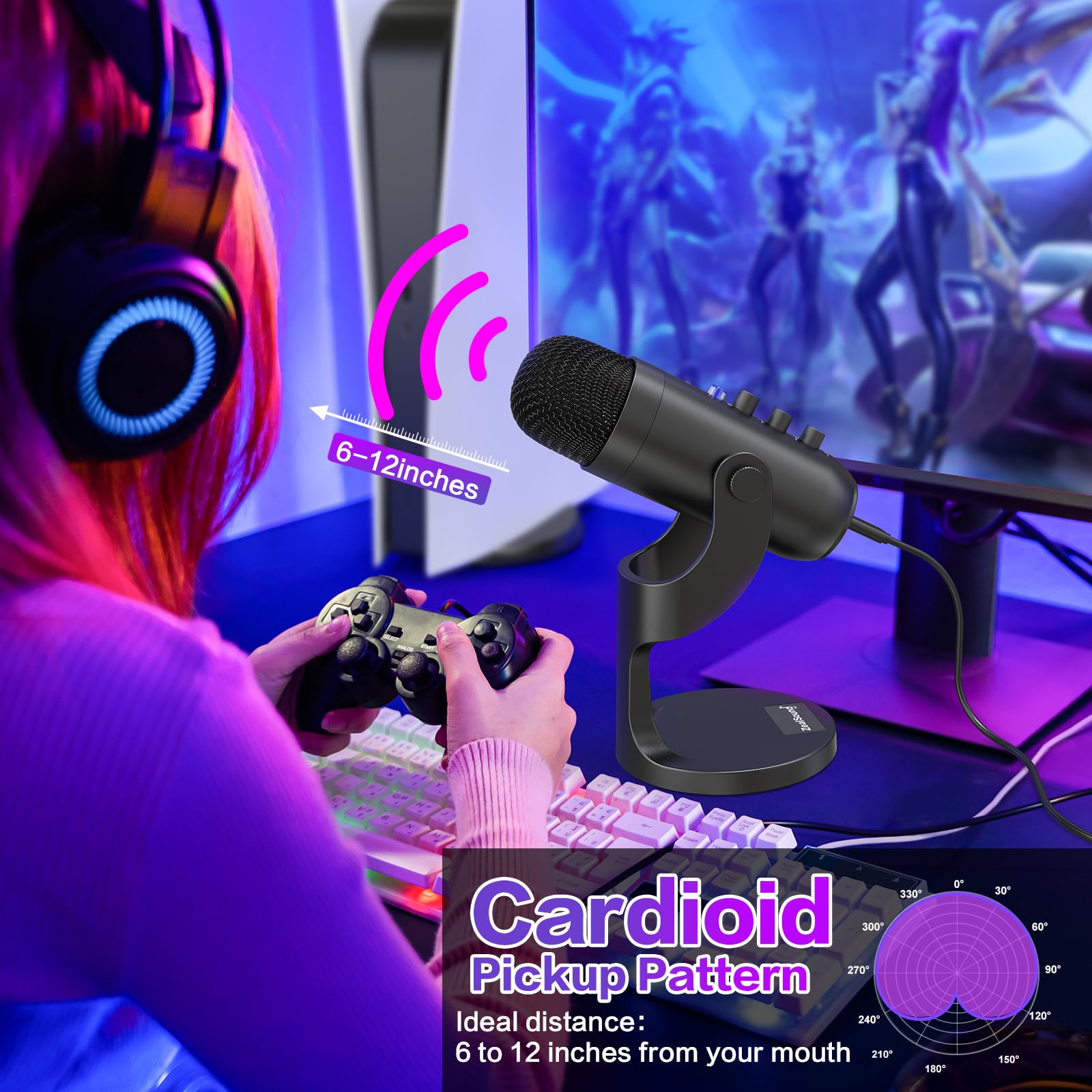 ZealSound Podcast Microphone for PC, Noise Cancellation USB Mic with Gain, Volume Adjustment & Mute Button, Monitoring & Echo, for YouTube, TikTok, Podcasting, Streaming, iPhone, iPad, Android, Mac 🍁 All In One Marketplace Canada