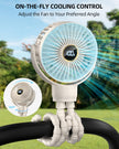 Stroller Fan, Portable Fan, Battery Powered Baby Clip On Fans, 3 Speeds Personal Cooling Fan with Rotatable Handheld for Car Seat Crib Bike Treadmill, Beige-white 🍁 All In One Marketplace Canada
