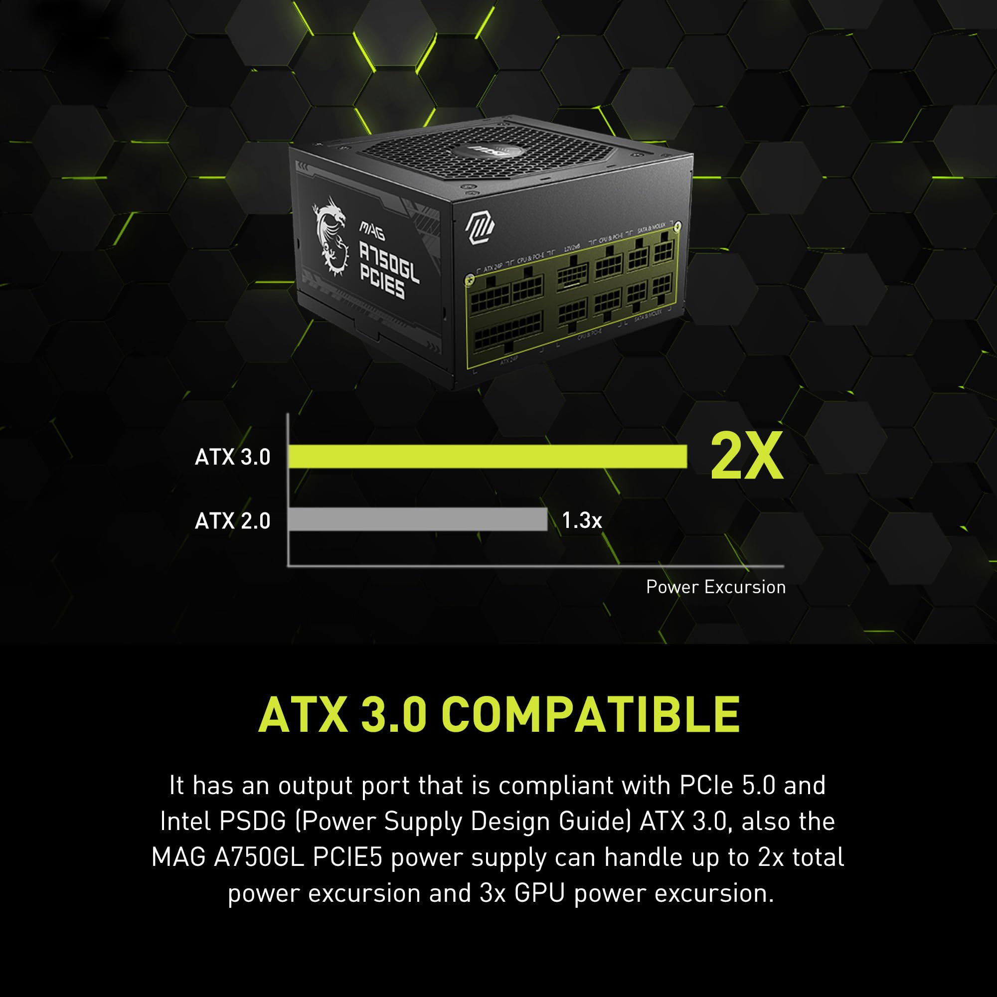 MSI MAG A750GL PCIE5, Fully Modular Compact Gaming 750W Power Supply, 80+ Gold, ATX 3.1 & PCIe 5.1 Ready, Native Dual-Color 12V-2x6 Cable, 10 Year Warranty 🍁 All In One Marketplace Canada