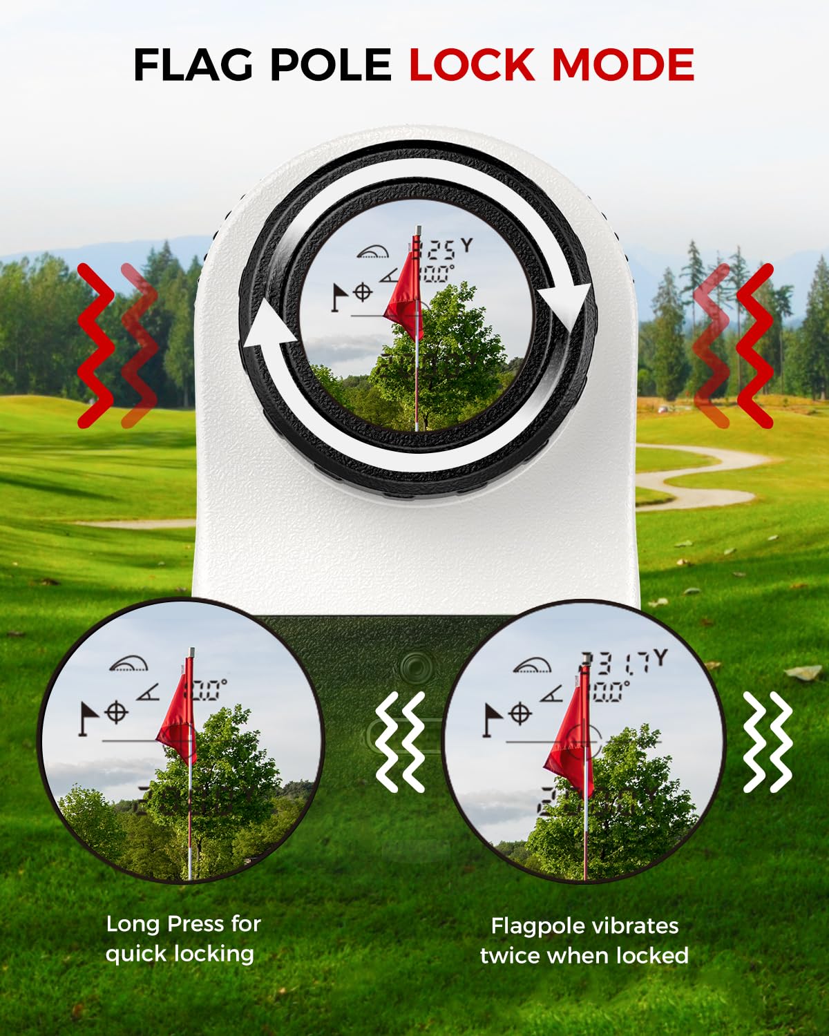 VyKure Golf Rangefinder with Slope - 1200 Yards Laser Range Finder with Flag Pole Locking Vibration, 7X Magnification rangefinder with Magnet Stripe (White) 🍁 All In One Marketplace Canada
