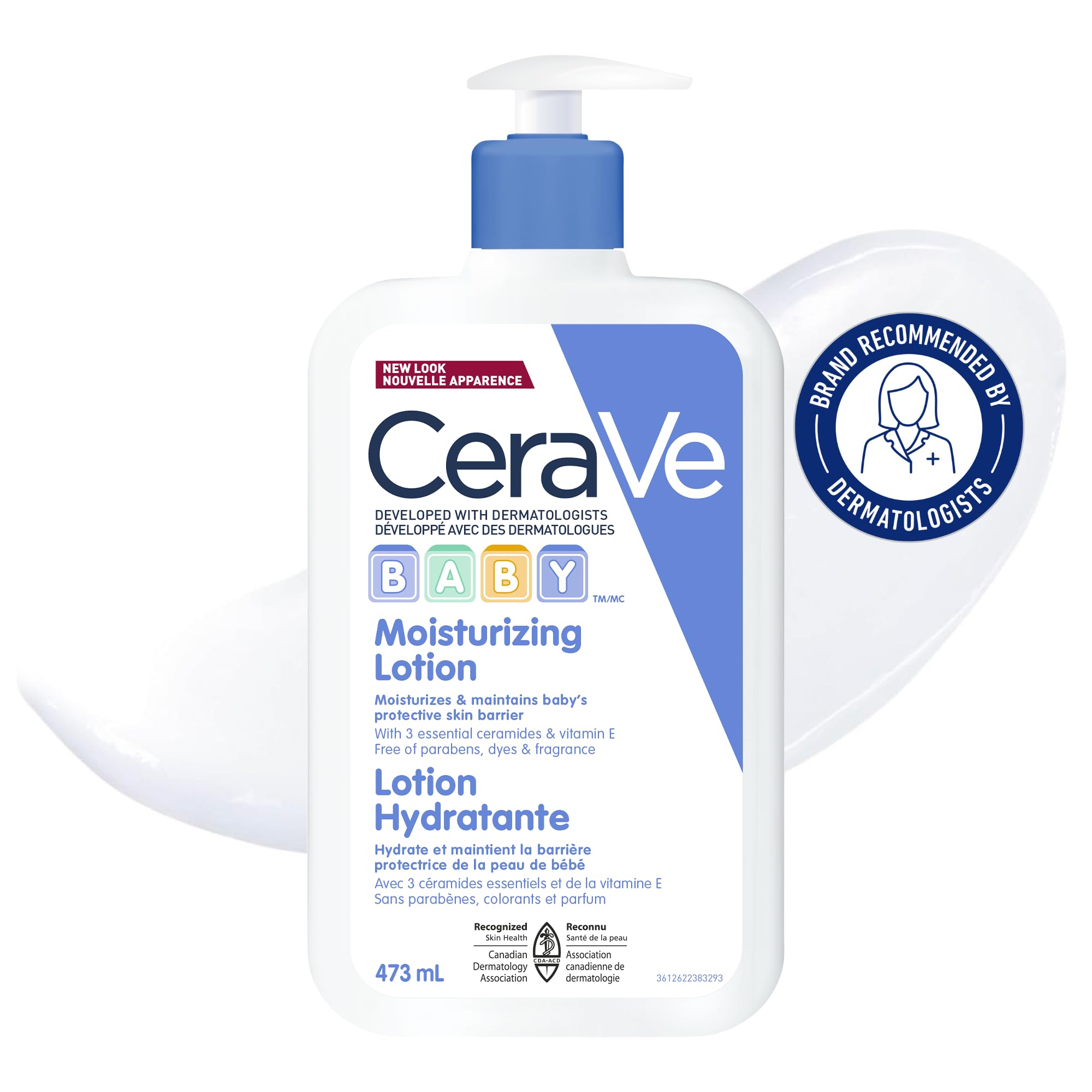 CeraVe BABY Moisturizing Lotion, Gentle Skin Care for Face & Body with Ceramides, Hyaluronic Acid, Niacinamide & Vitamin E. Fragrance-Free, Paraben-Free, Dye-free. Sensitive skin, non-greasy, 473ML 🍁 All In One Marketplace Canada