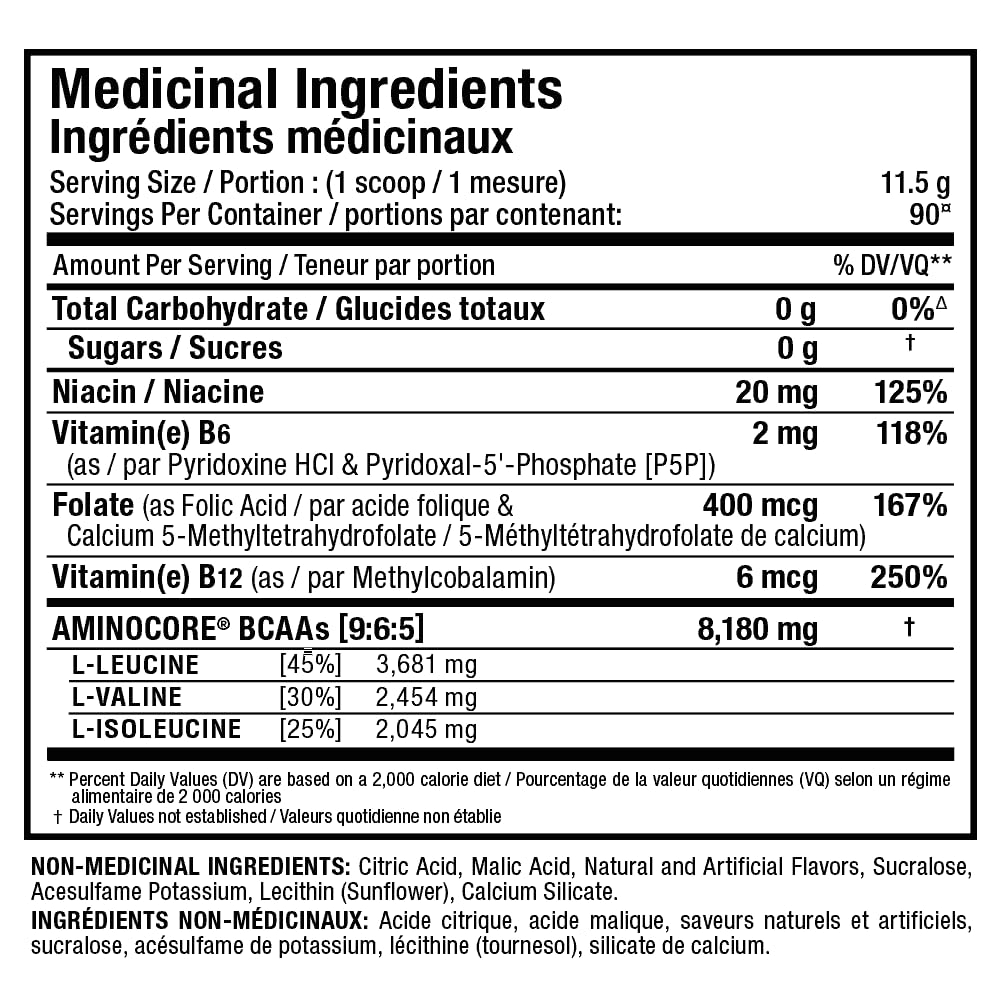 ALLMAX AMINOCORE BCAA Powder, Fruit Punch, 90 Servings, 1035 g 🍁 All In One Marketplace Canada