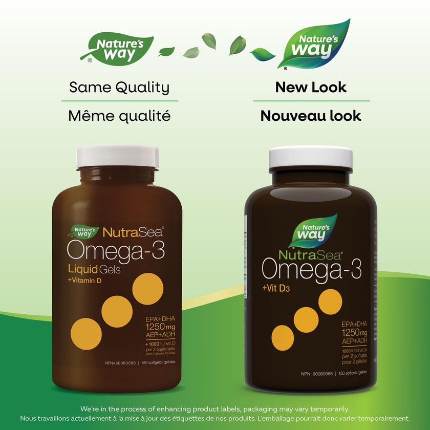 Nature's Way NutraSea +D Omega 3 + Vitamin D Softgels Supplement with Fish Oil – Fresh Mint Flavour – Heart, Brain, Bone & Immune Support for Adults and Kids 6+ – EPA & DHA + 1000IU D3, 150 Softgels 🍁 All In One Marketplace Canada
