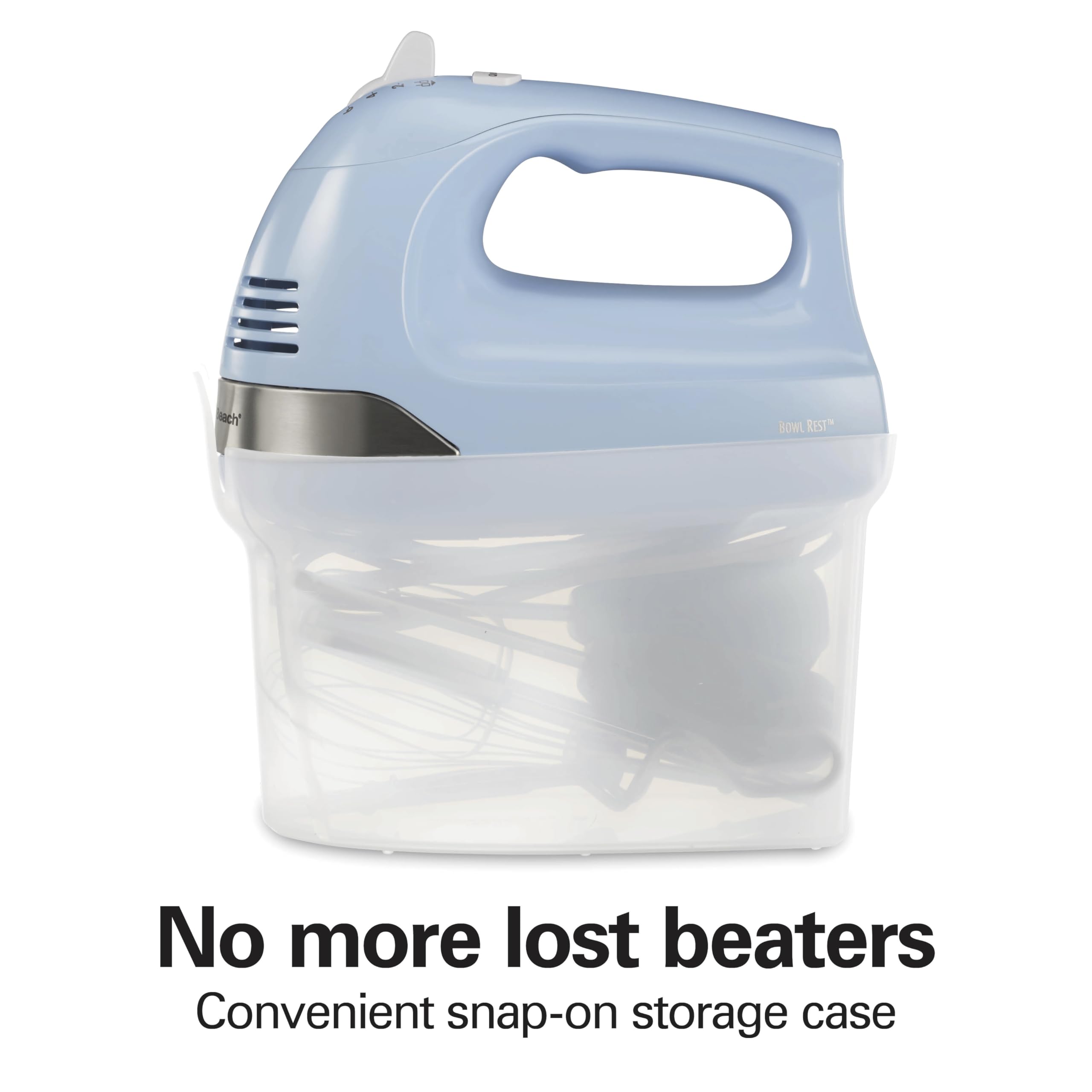 Hamilton Beach 6-Speed Electric Hand Mixer for Baking, 275W, Easy Clean Beaters, Dough Hooks, Whisk, Snap-On Storage Case, Blue (62677J) 🍁 All In One Marketplace Canada