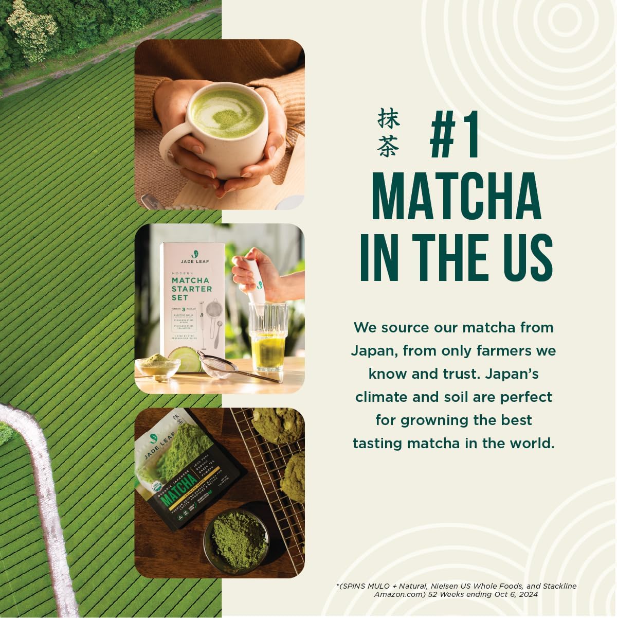 Jade Leaf Matcha Organic Matcha Latte Mix - Lightly Sweet Japanese Matcha Green Tea Powder with Organic Cane Sugar for Café Style Blend, 100 Servings (1kg Tub) 🍁 All In One Marketplace Canada