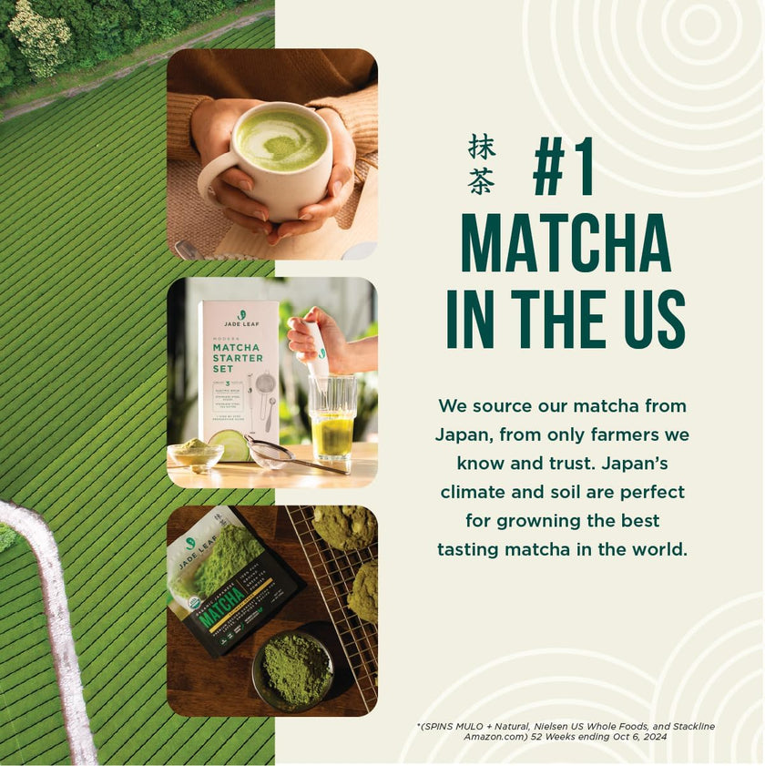 Jade Leaf Matcha Organic Matcha Latte Mix - Lightly Sweet Japanese Matcha Green Tea Powder with Organic Cane Sugar for Café Style Blend, 100 Servings (1kg Tub) 🍁 All In One Marketplace Canada