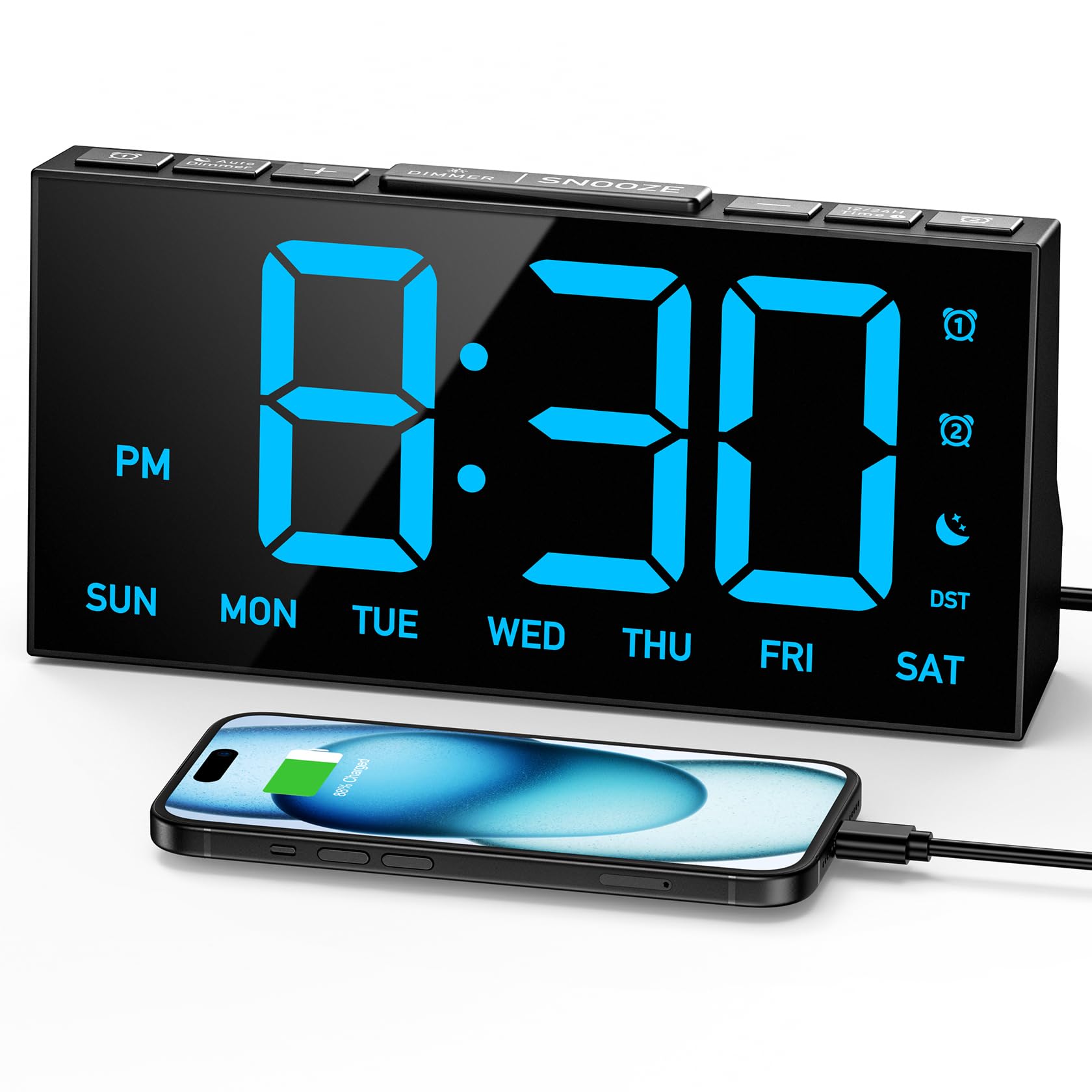 GOLOZA Digital Alarm Clocks for Bedrooms, Digital Clock with 4 Level Brightness +Off, Dual Customizable Alarms, USB Port, Power-Off Memory, Snooze, DST, 12/24H, Desk Clock for Kids Adults Elderly 🍁 All In One Marketplace Canada