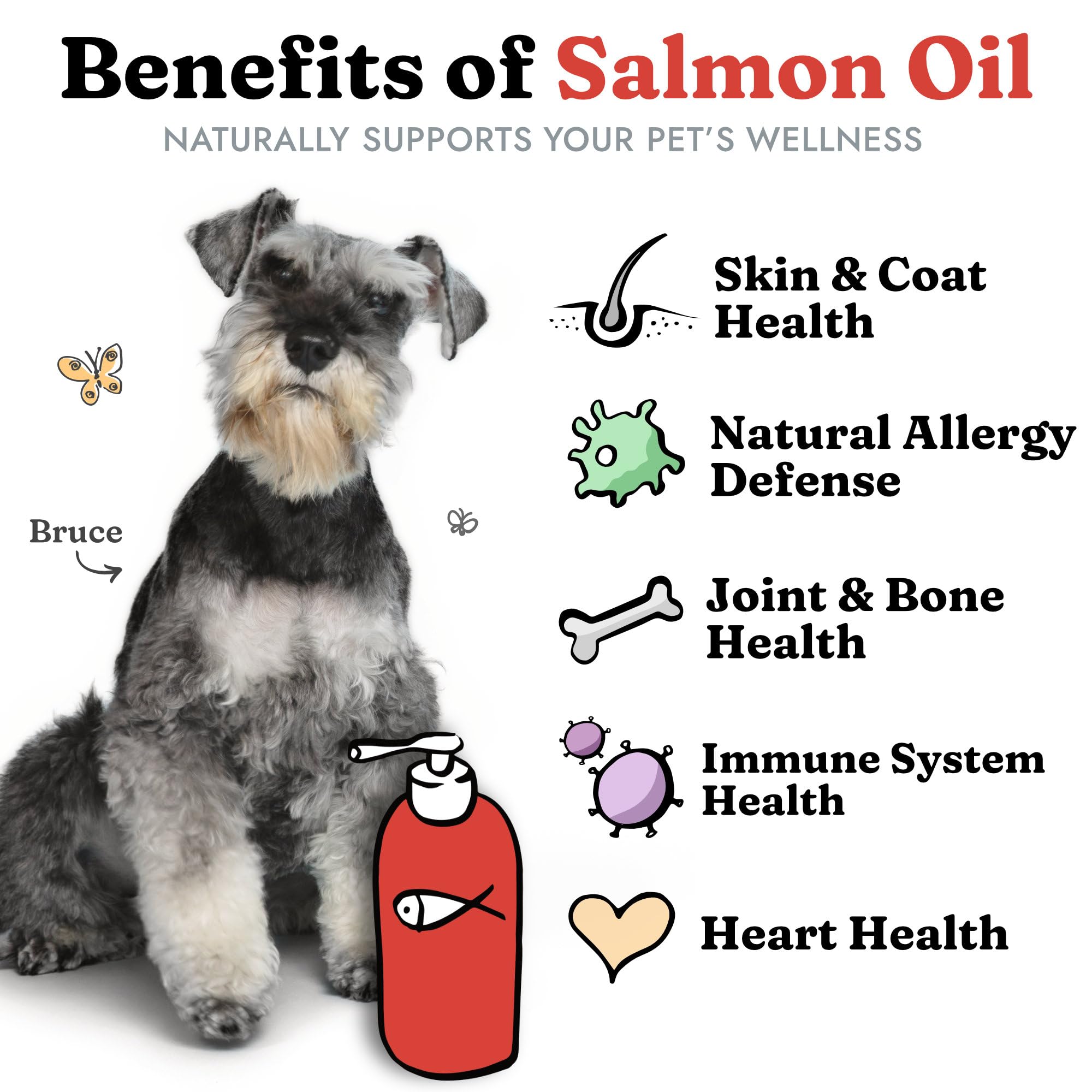 Salmon Oil for Dogs 237 mL - Healthy Skin & Coat, Fish Oil, Omega 3 EPA DHA, Liquid Food Supplement for Pets, All Natural, Supports Joint & Bone Health, Natural Allergy & Inflammation Defense 🍁 All In One Marketplace Canada