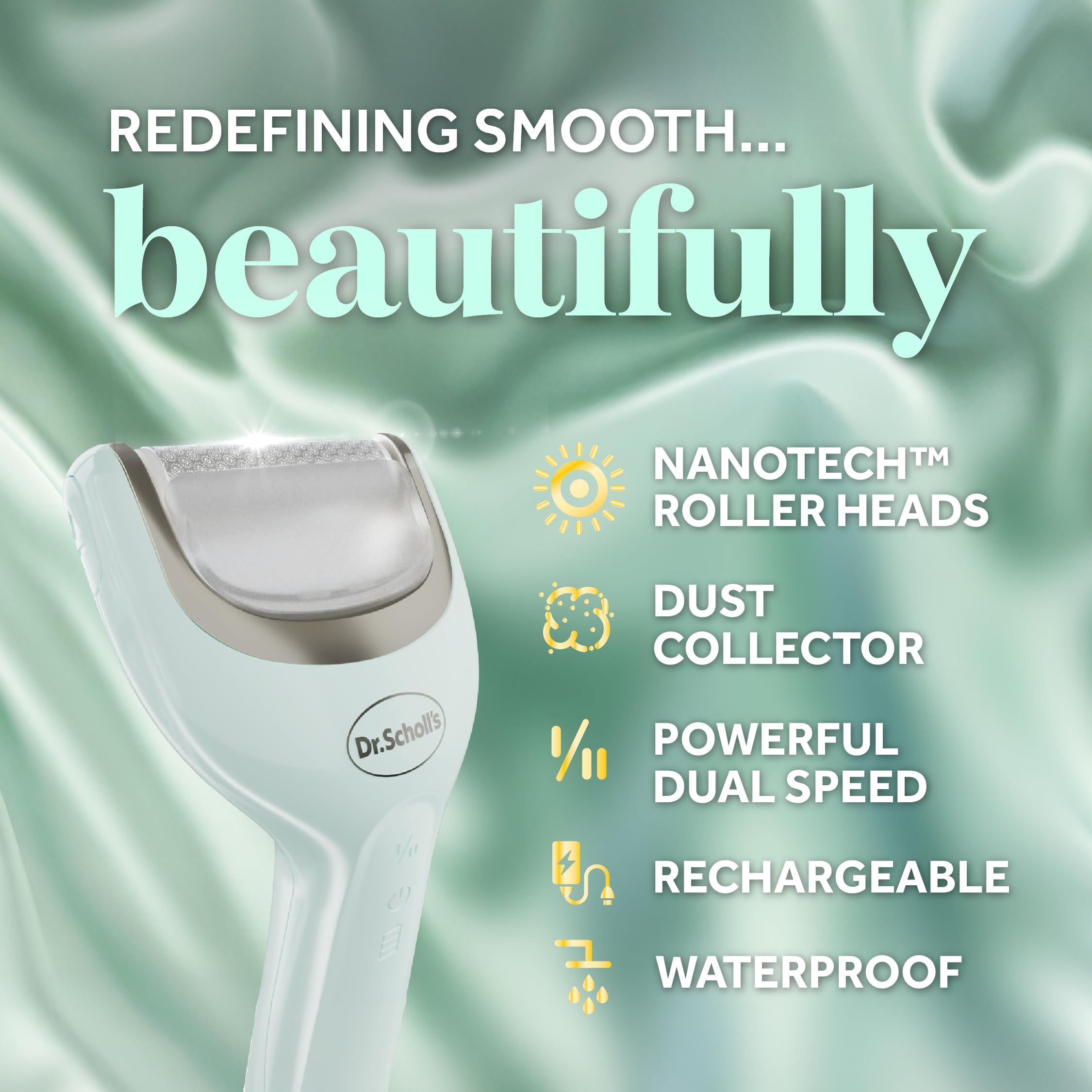 Dr. Scholl's Pedi Perfect Pro Electric Foot Callus Remover, Waterproof, Rechargeable with x3 Roller Heads, Removes Hard Skin for Soft Beautiful Feet, 90 Minute Run Time, Dust Catcher, Pedicure Tools 🍁 All In One Marketplace Canada