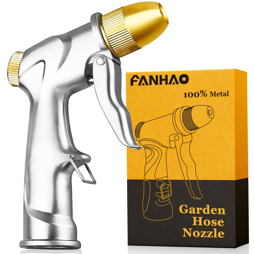 FANHAO Garden Hose Nozzle Sprayer, 100% Heavy Duty Metal Handheld Water Nozzle High Pressure in 4 Spraying Modes for Hand Watering Plants and Lawn, Car Washing, Patio and Pet 🍁 All In One Marketplace Canada