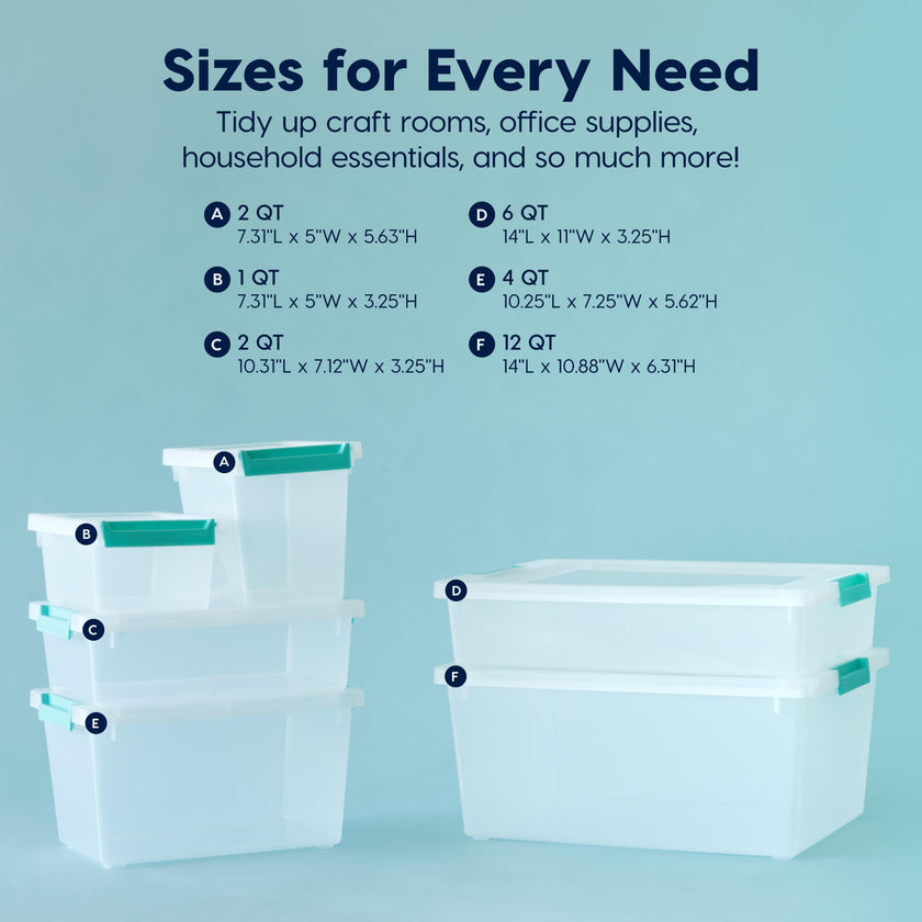 IRIS USA Storage Bins with Lids |Made in USA| 2 Qt - (6-Pack) - Clear 🍁 All In One Marketplace Canada