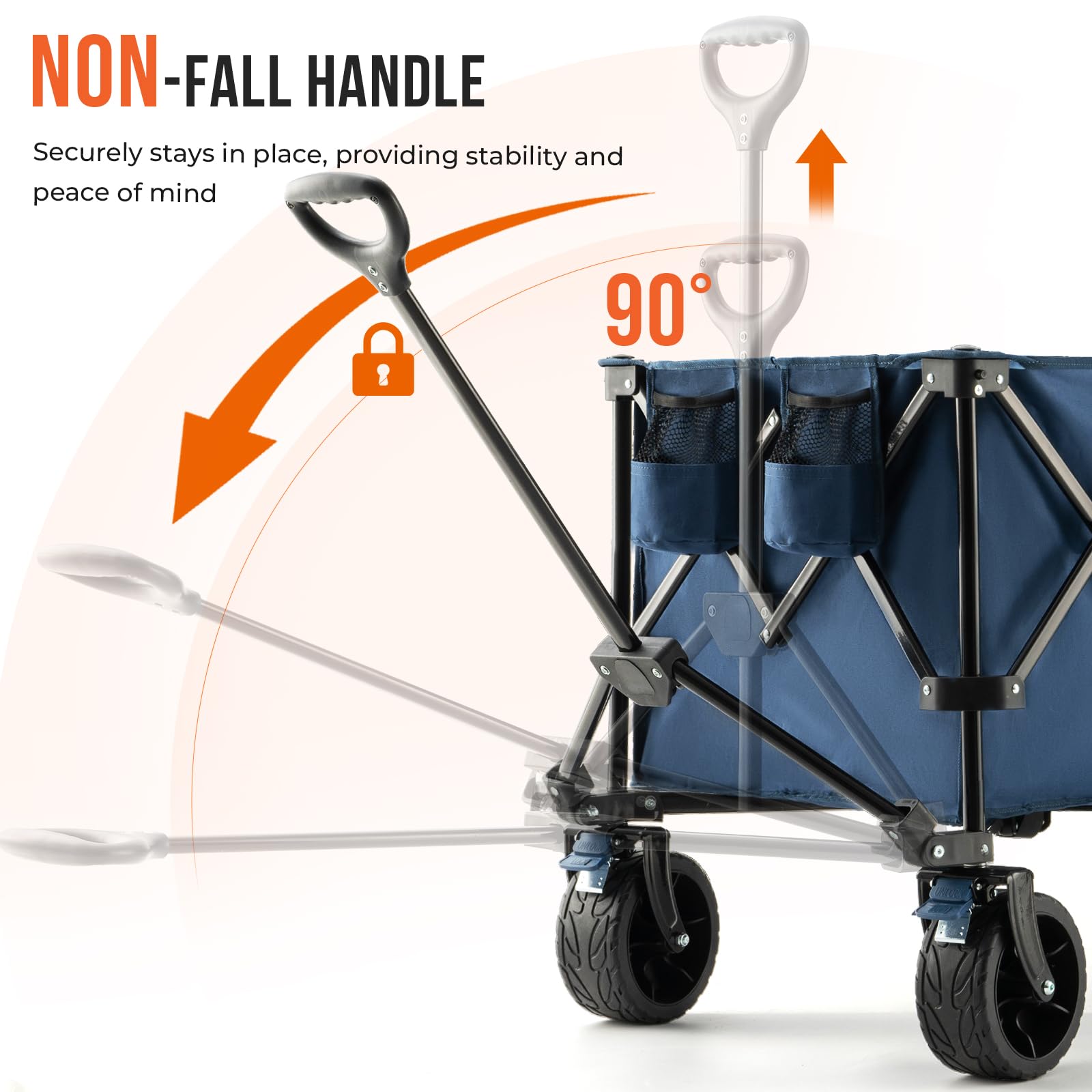 Overmont 300L Foldable Collapsible Wagon - Heavy Duty Utility Beach Wagon Cart with Rotatable Wide Wheels Inside Pockets for Camping Garden Shopping Sports - 440lbs Load 🍁 All In One Marketplace Canada