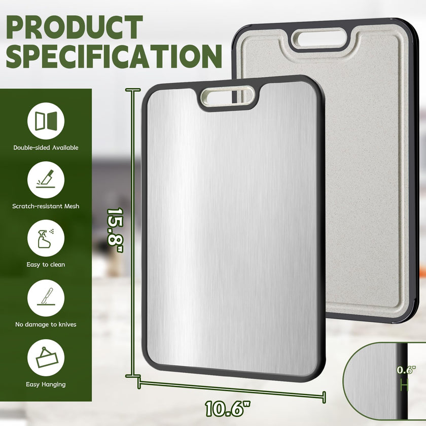 Cutting Board,Titanium Cutting Board, Kitchen Essentials, Cutting Boards for Kitchen, Double Sided Food Grade, Planche a Decouper, Chopping Board and Wheat Straw PP, Easy to Clean Large Size 16”×11” 🍁 All In One Marketplace Canada